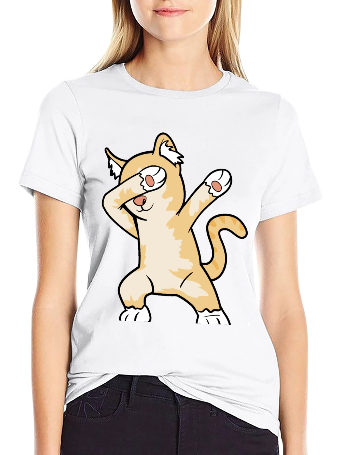 Dabbing Cat Graphic Tee - Unisex Black T-Shirt