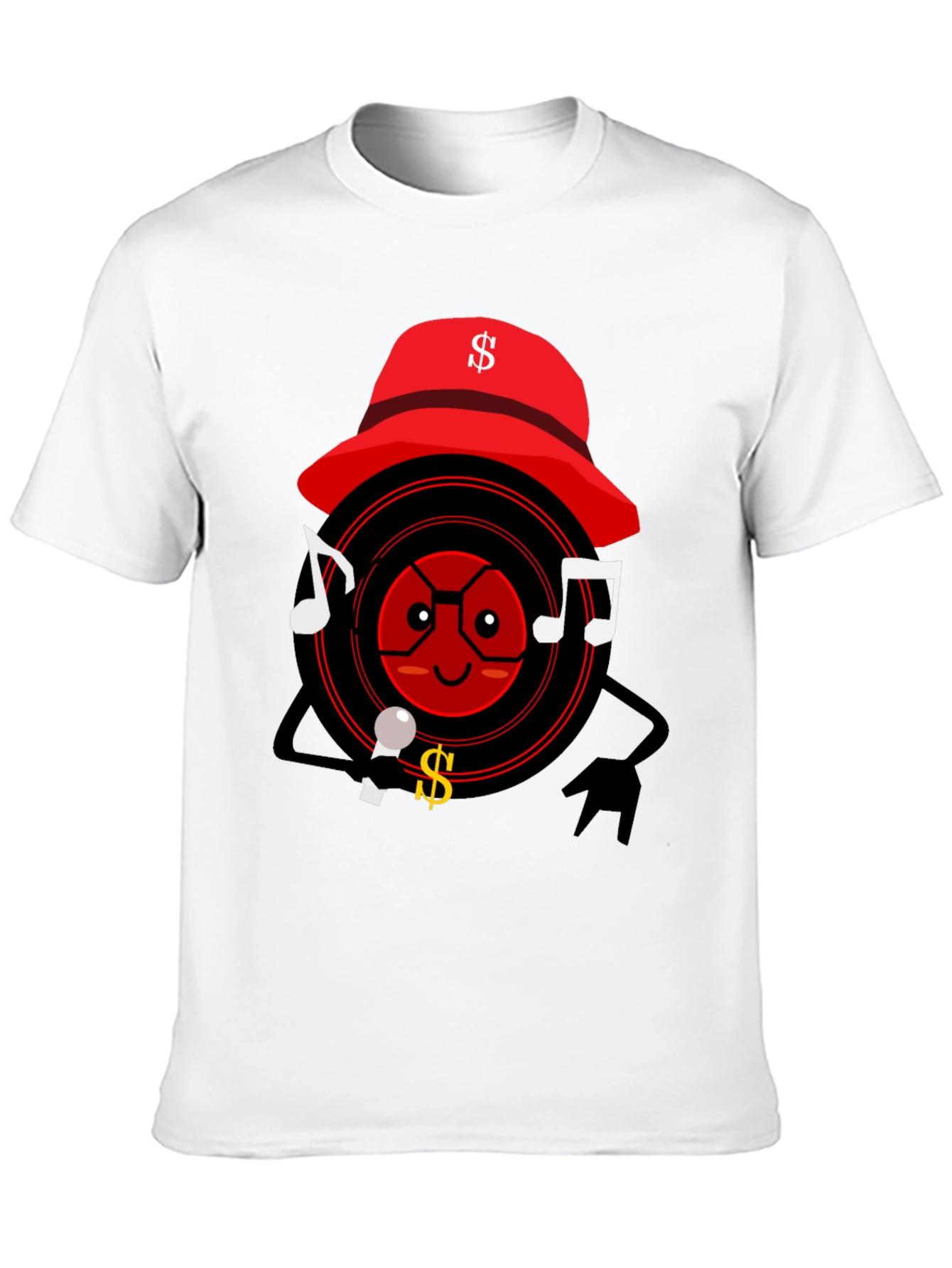 Cartoon Record Player Graphic T-Shirt