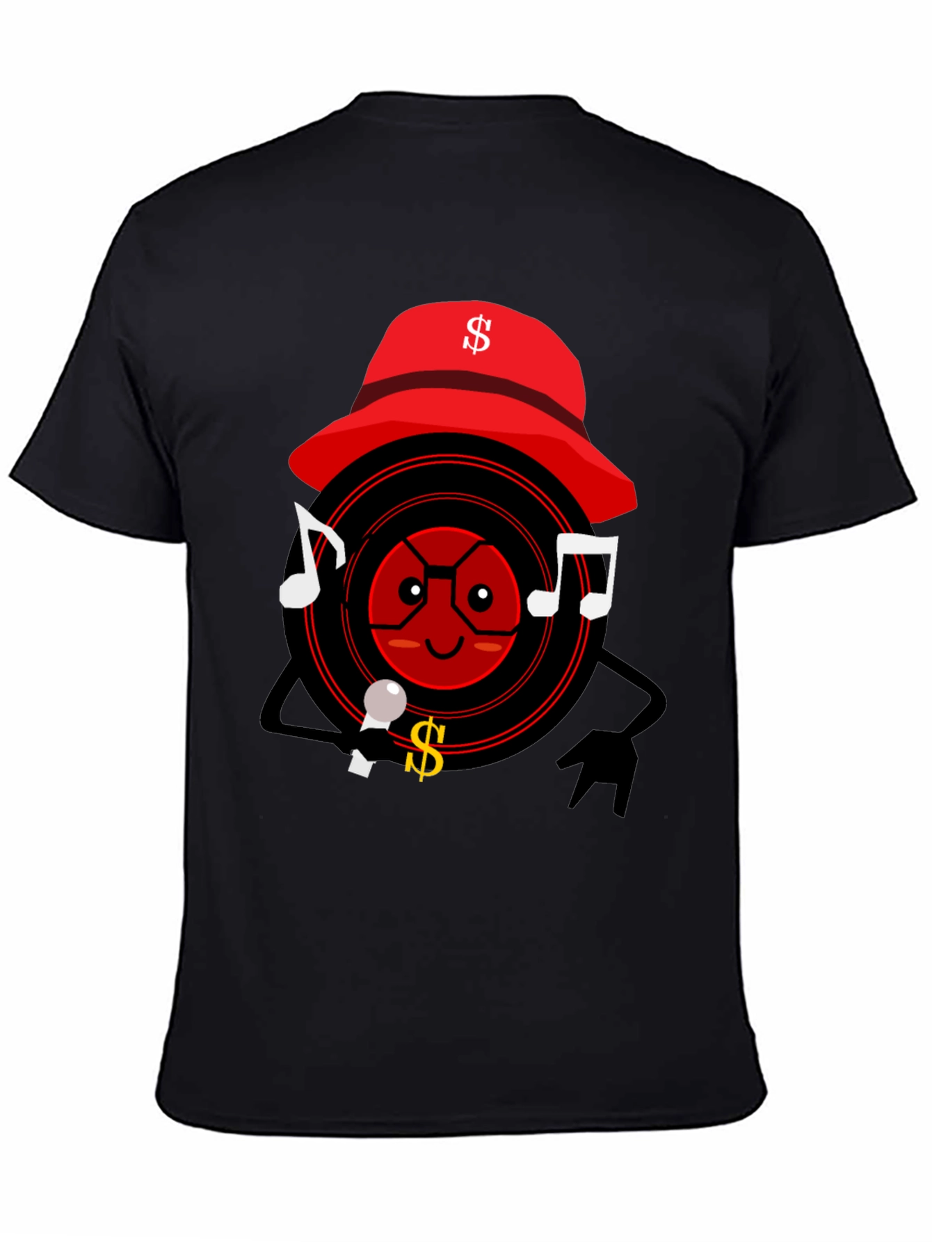 Cartoon Record Player Graphic T-Shirt