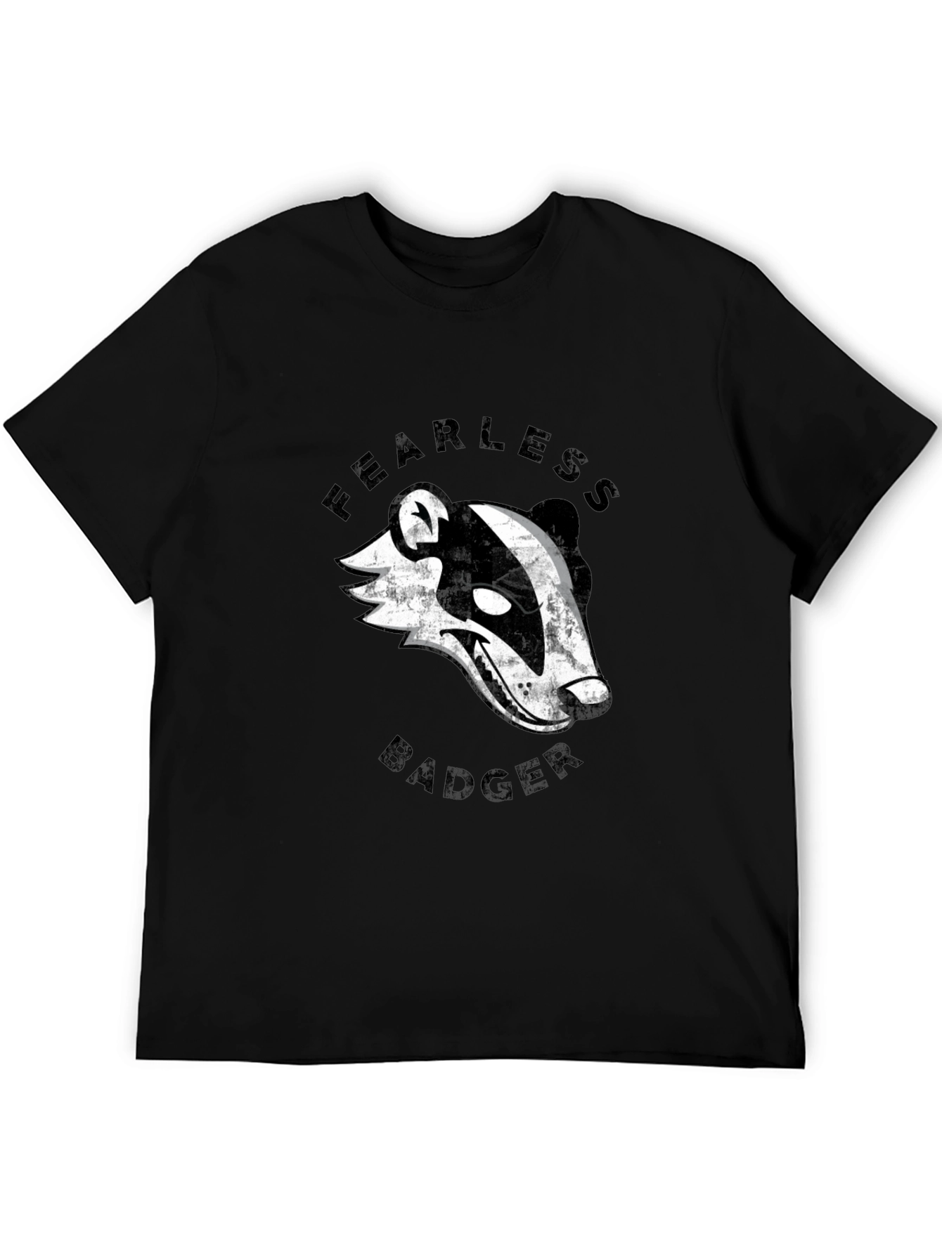 Fearless Badger Graphic Tee - Cool Mens Black T-Shirt