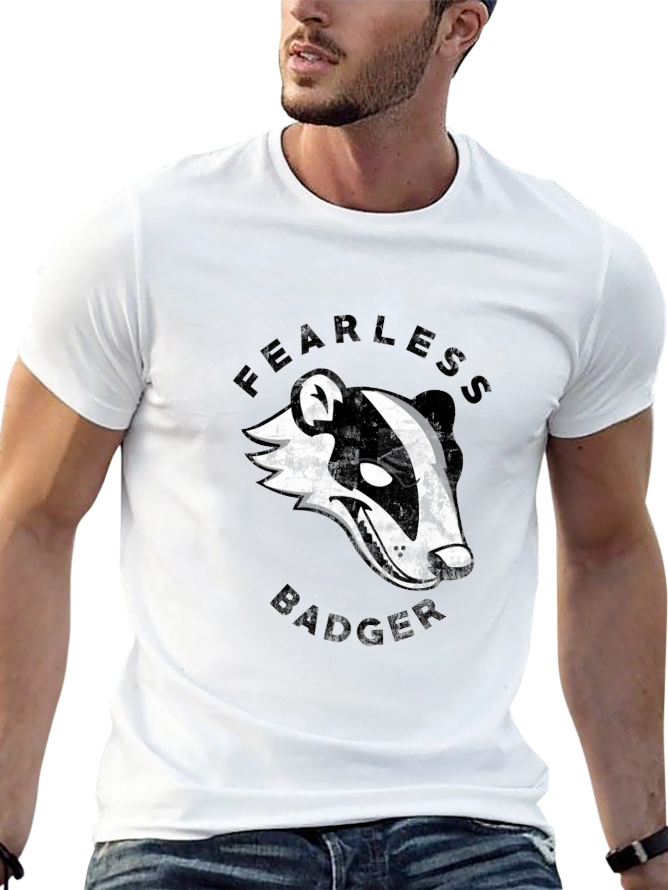 Fearless Badger Graphic Tee - Cool Mens Black T-Shirt