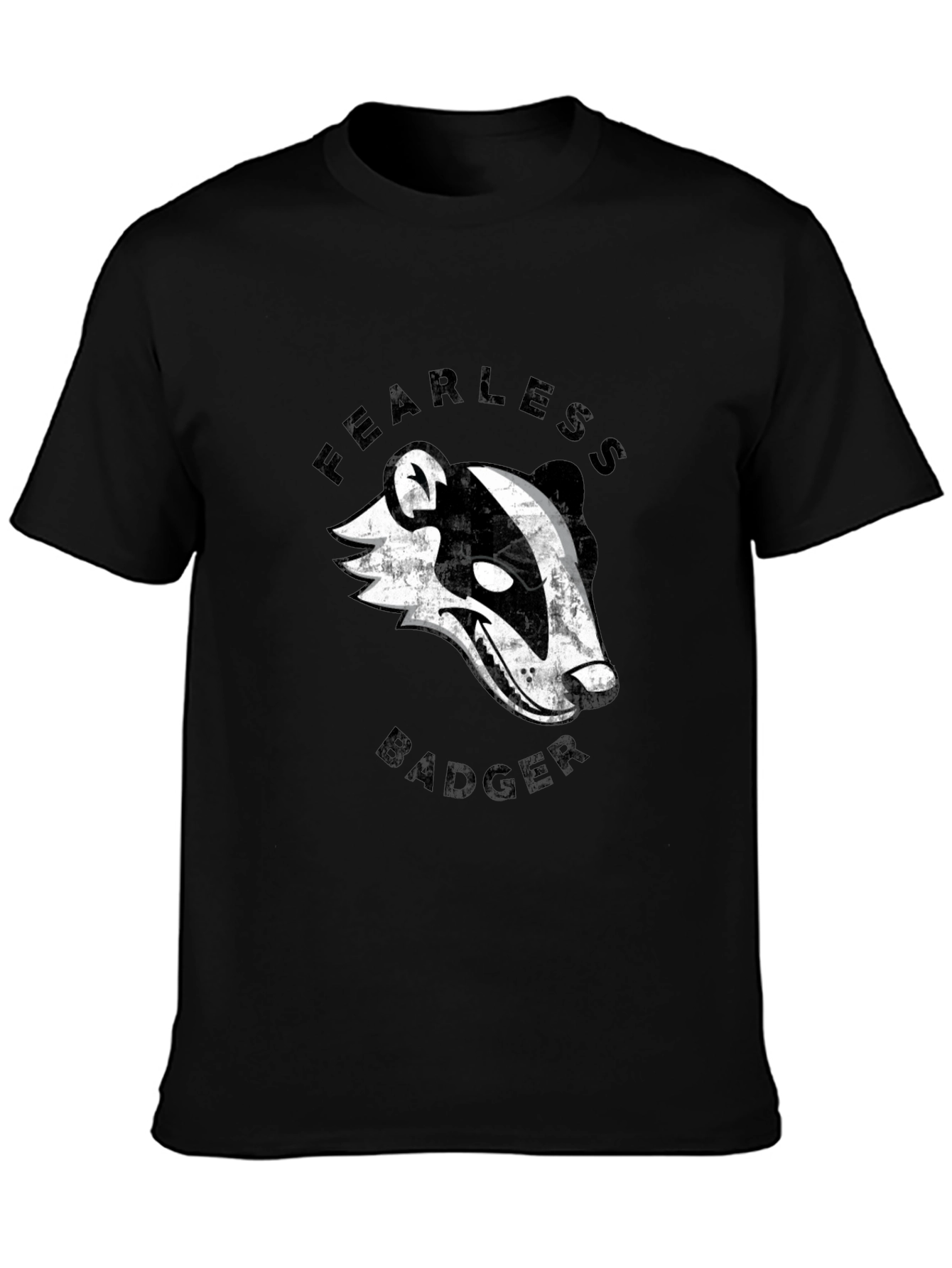 Fearless Badger Graphic Tee - Cool Mens Black T-Shirt