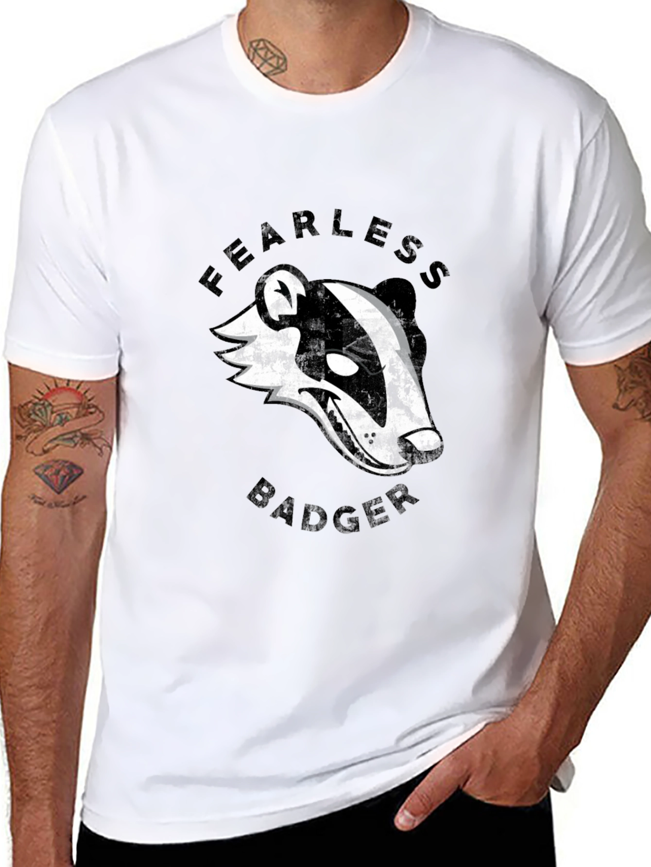 Fearless Badger Graphic Tee - Cool Mens Black T-Shirt