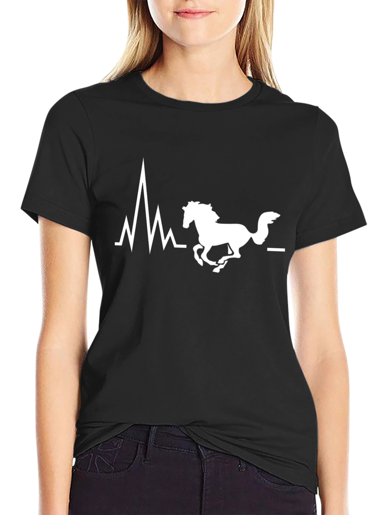 Horse Heartbeat T-Shirt - Black
