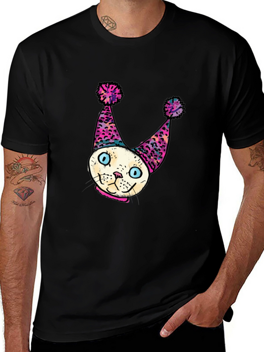 Whimsical Cat Clown T-Shirt - Unique Graphic Tee