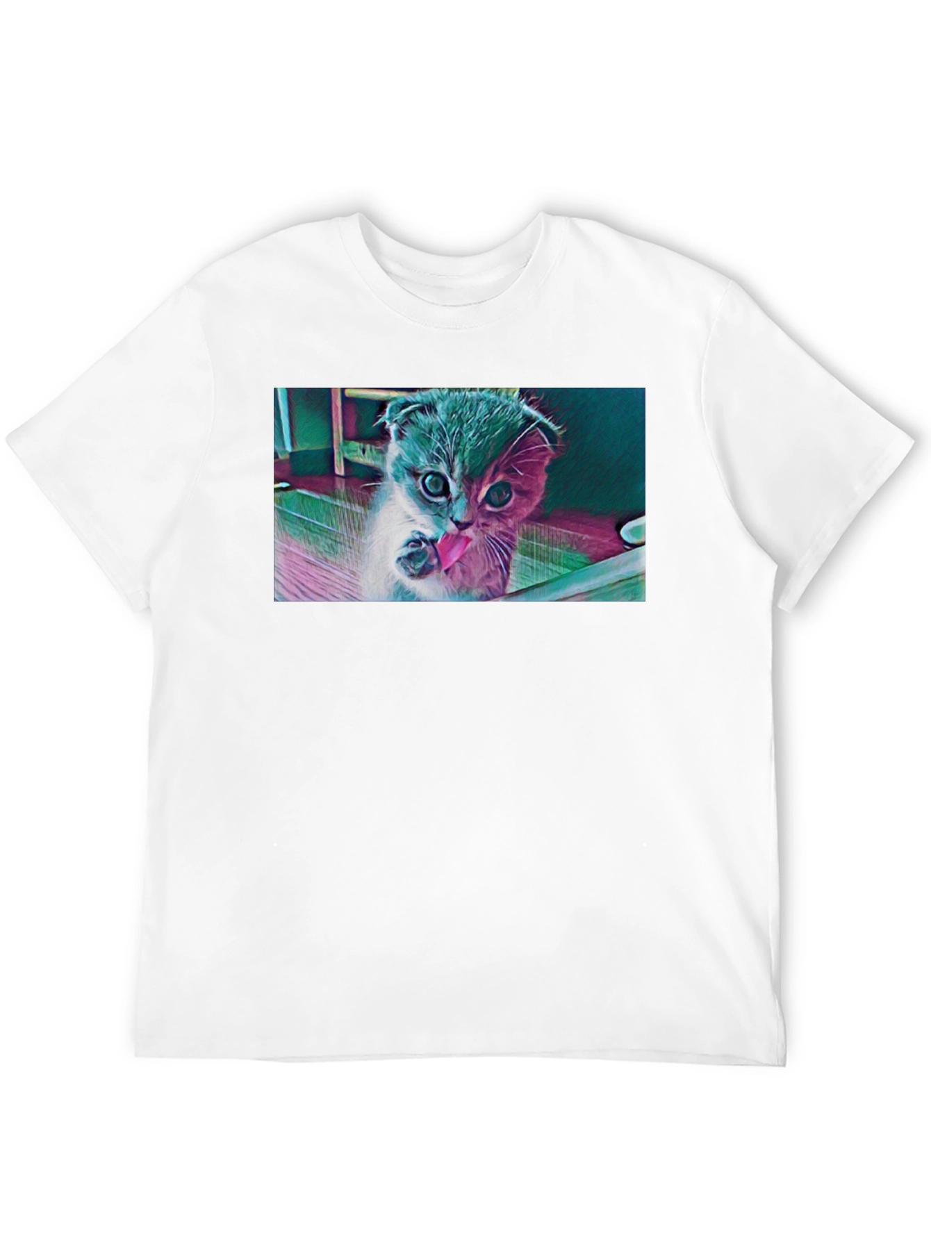Cute Kitten Graphic Black T-Shirt