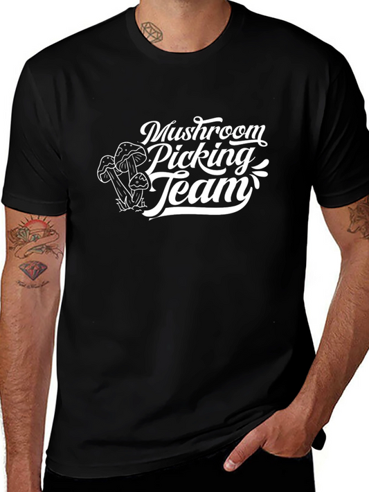 Mushroom Picking Team Black T-Shirt