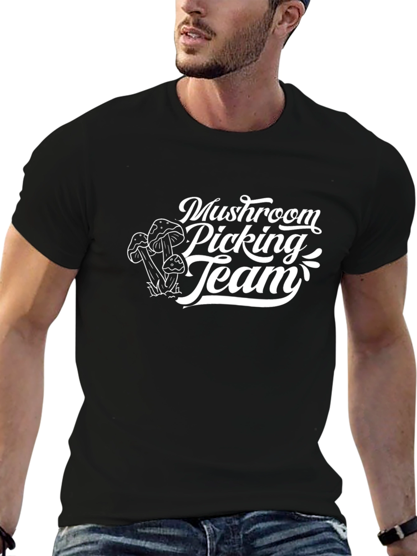 Mushroom Picking Team Black T-Shirt