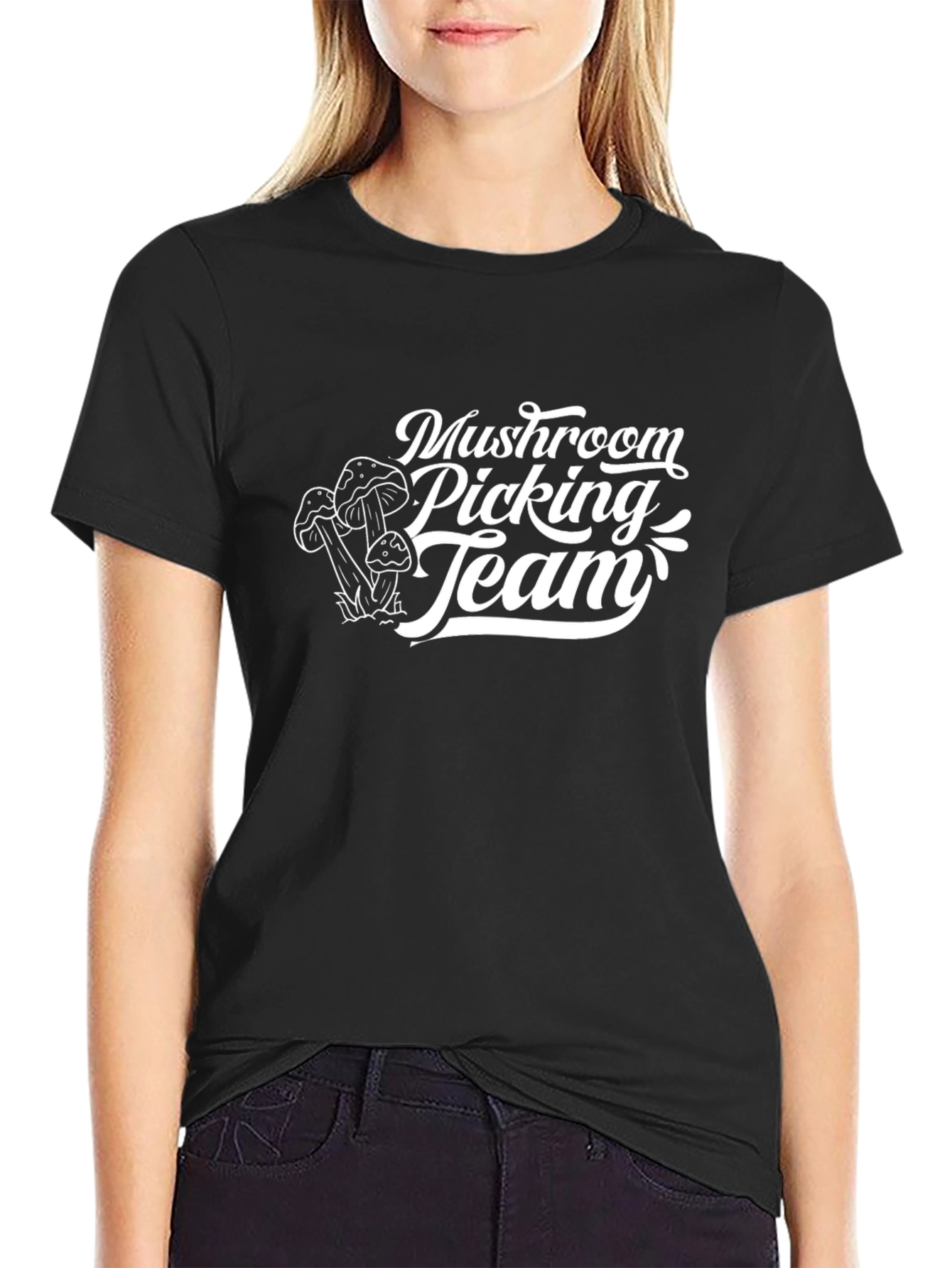 Mushroom Picking Team Black T-Shirt