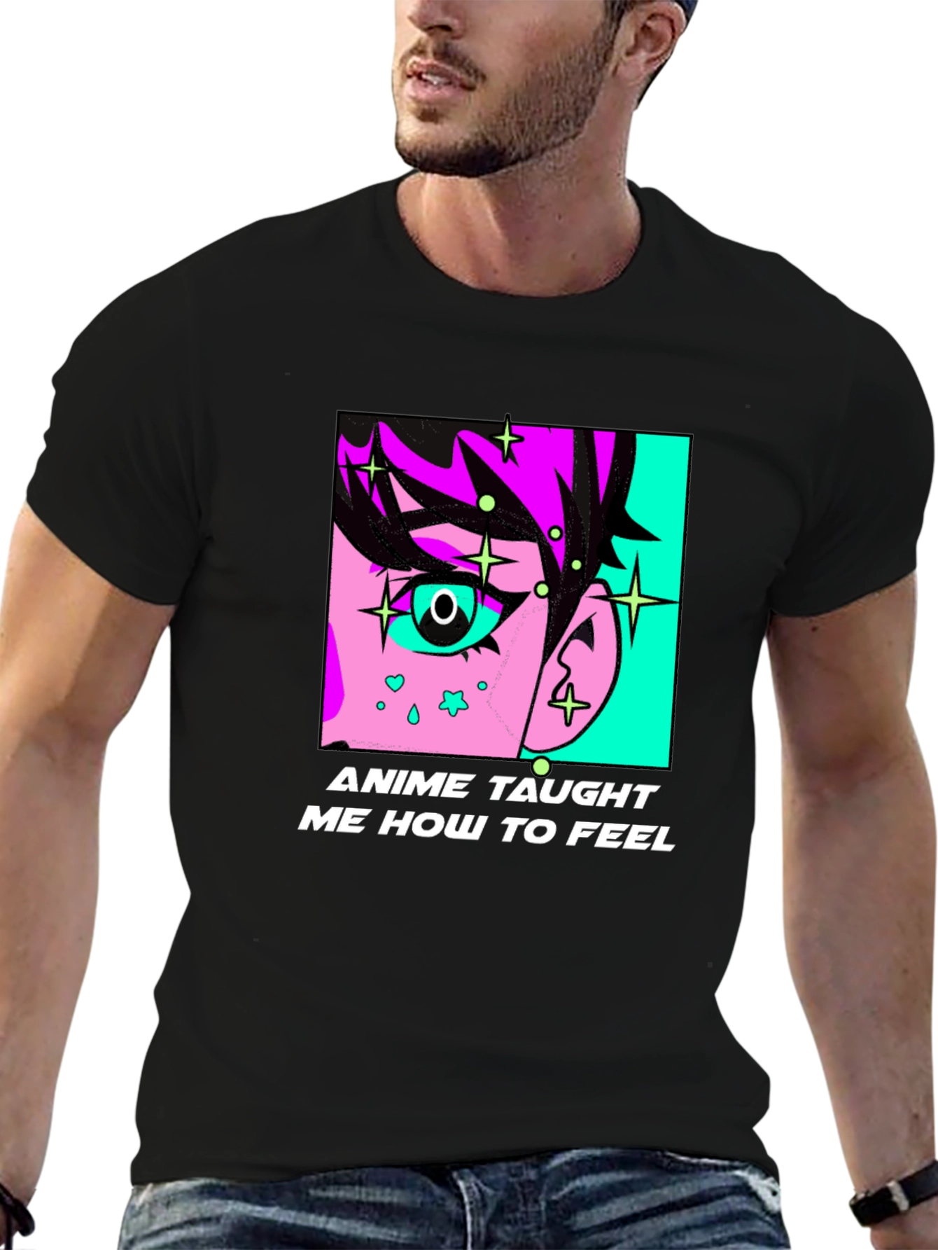 Anime Taught Me How To Feel Black T-Shirt