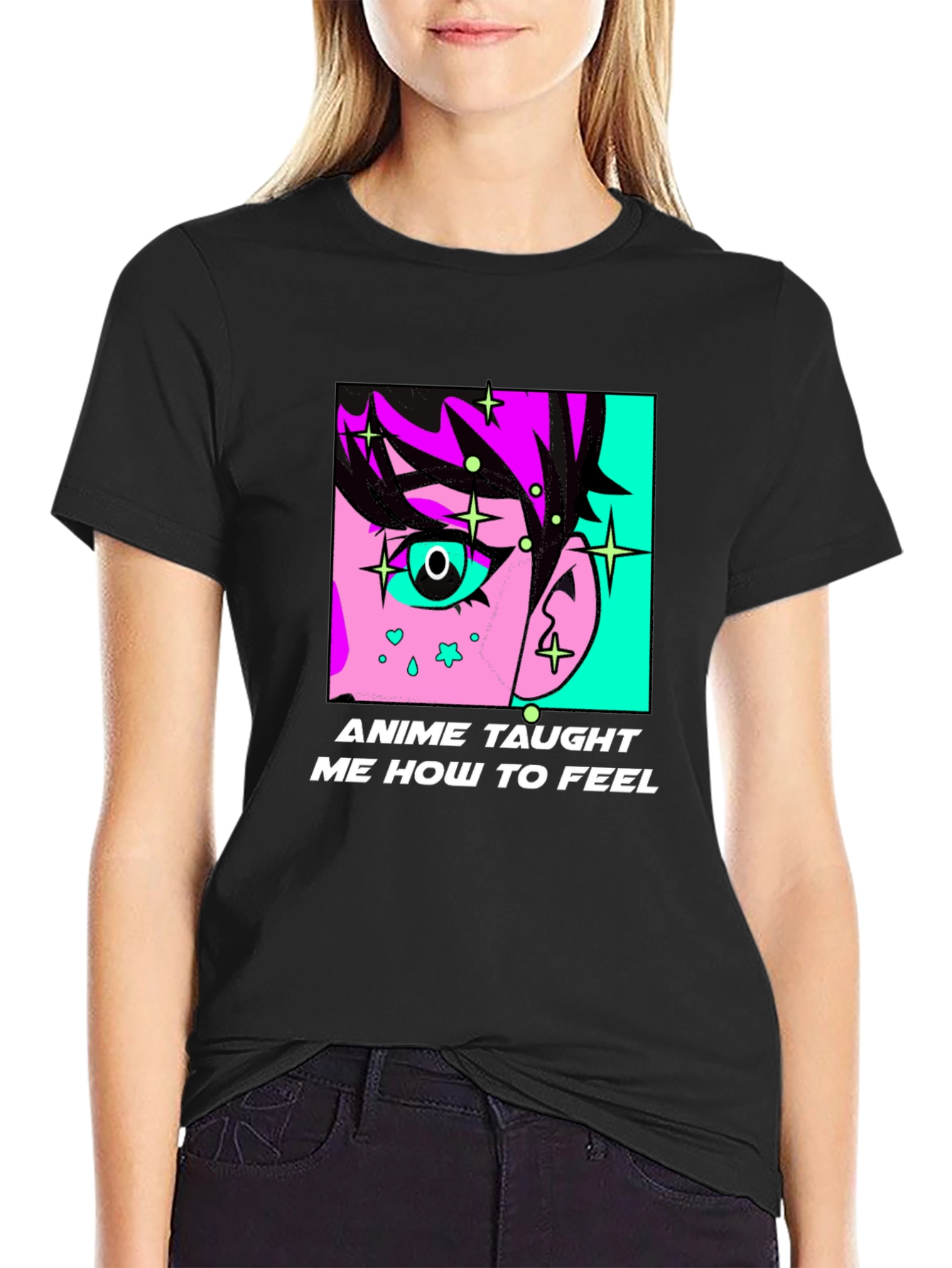 Anime Taught Me How To Feel Black T-Shirt