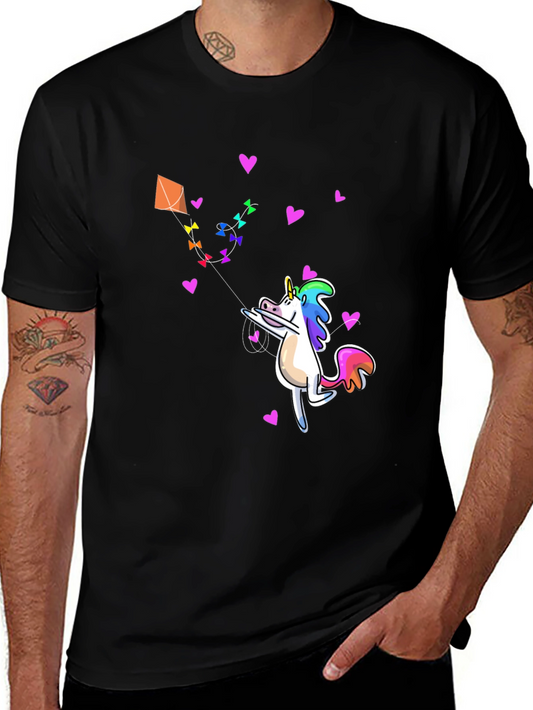 Unicorn Kite T-Shirt - Black Cotton Tee