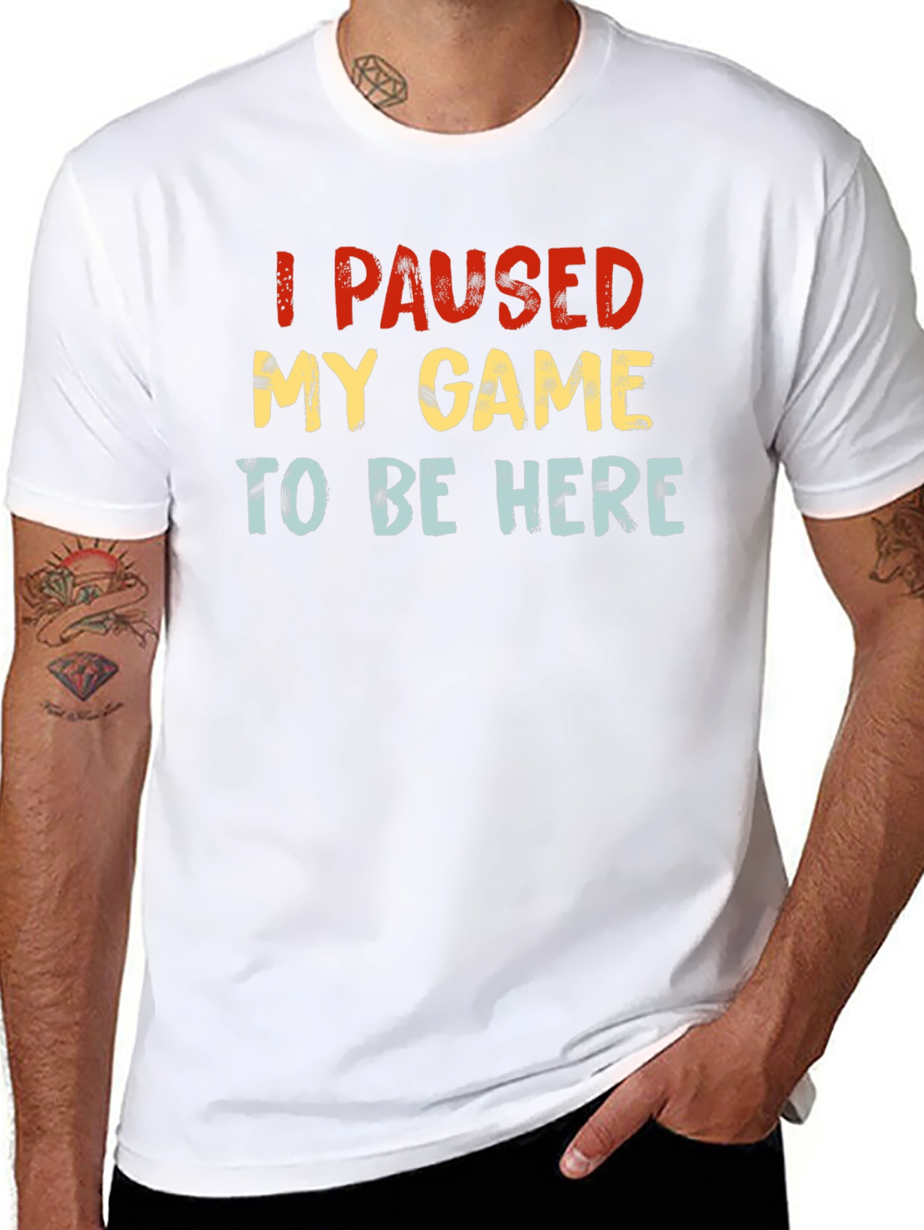 I Paused My Game Black Graphic T-Shirt
