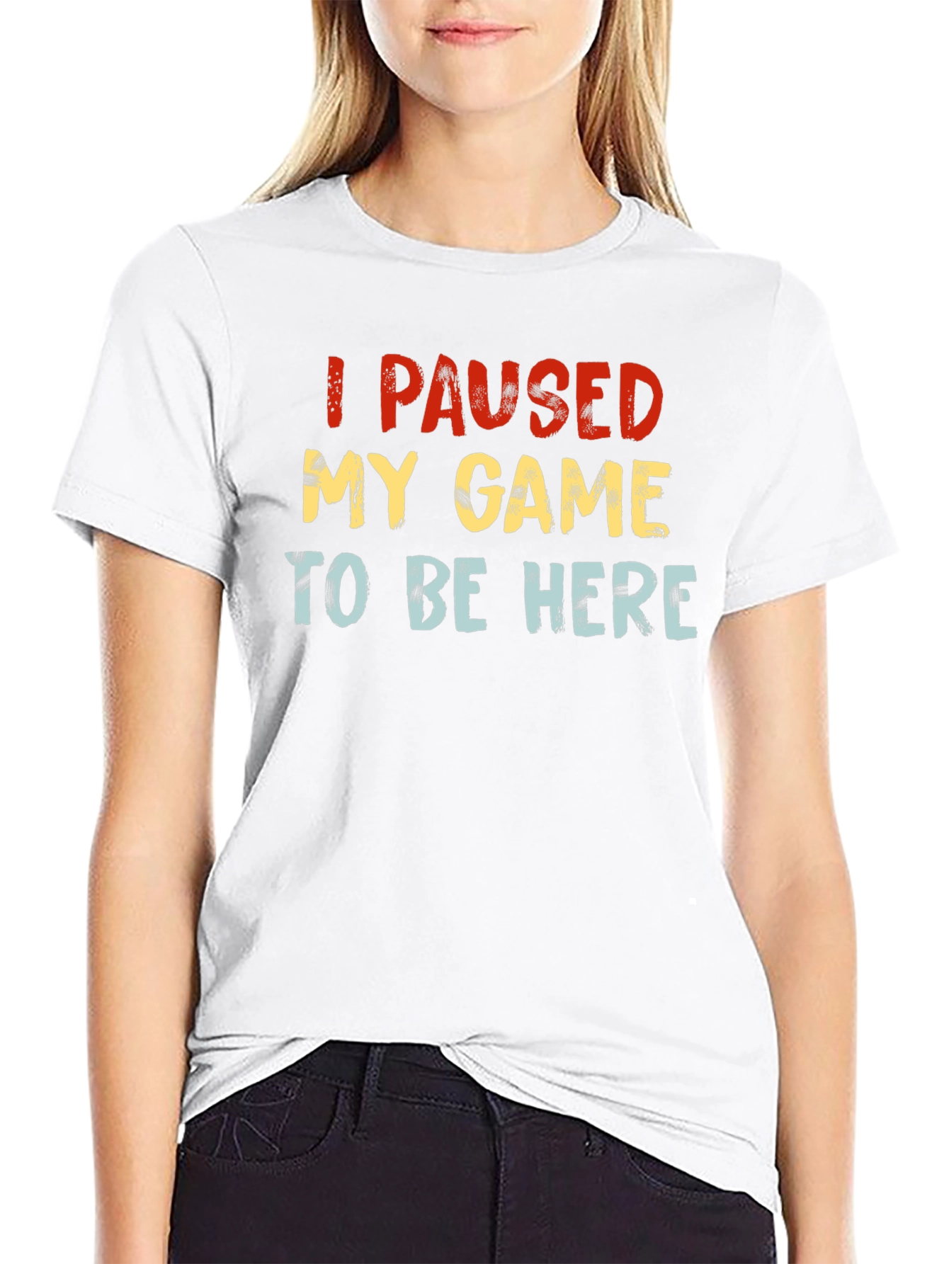 I Paused My Game Black Graphic T-Shirt