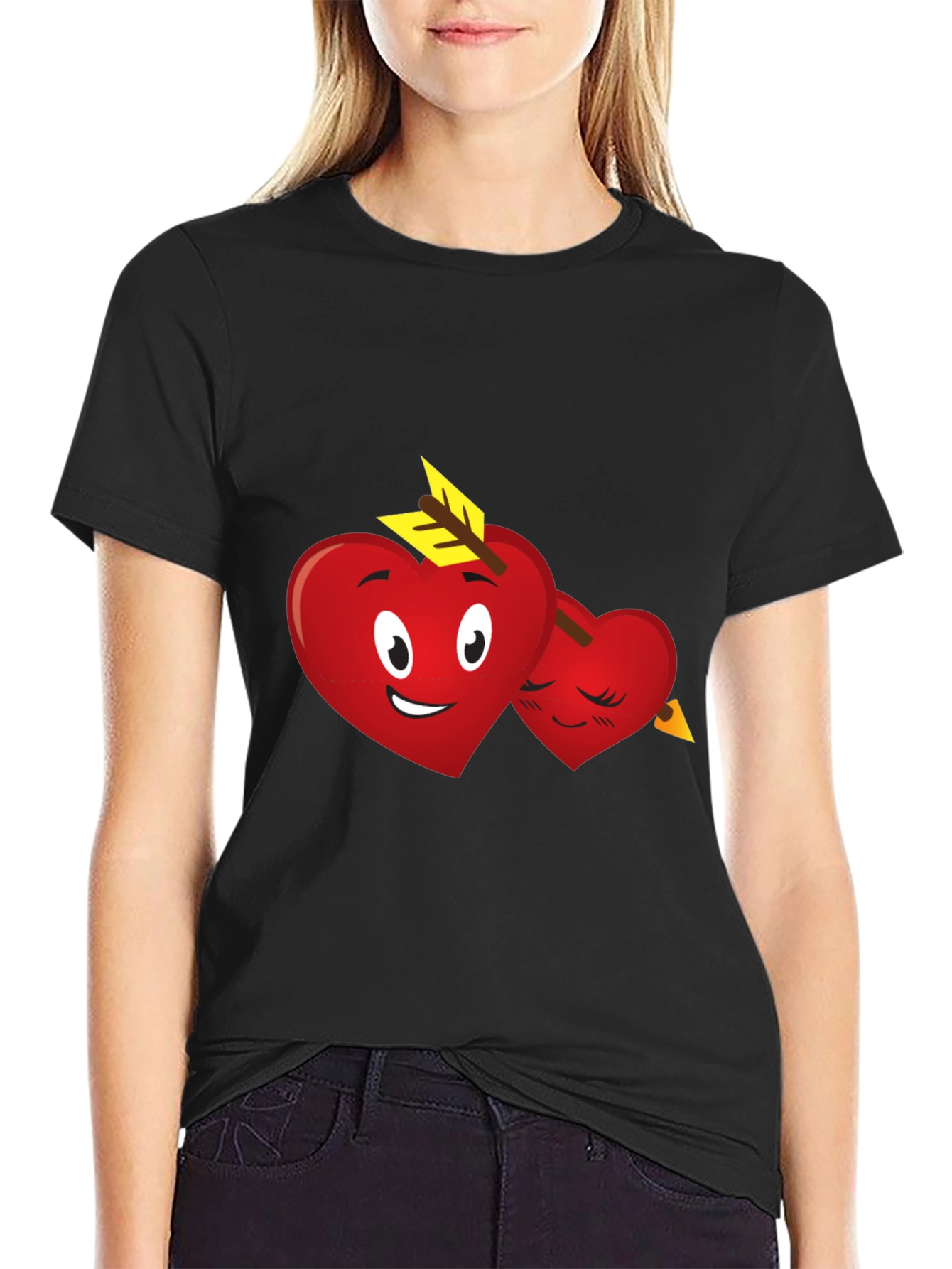 Heart Emoji Arrow T-Shirt - Black