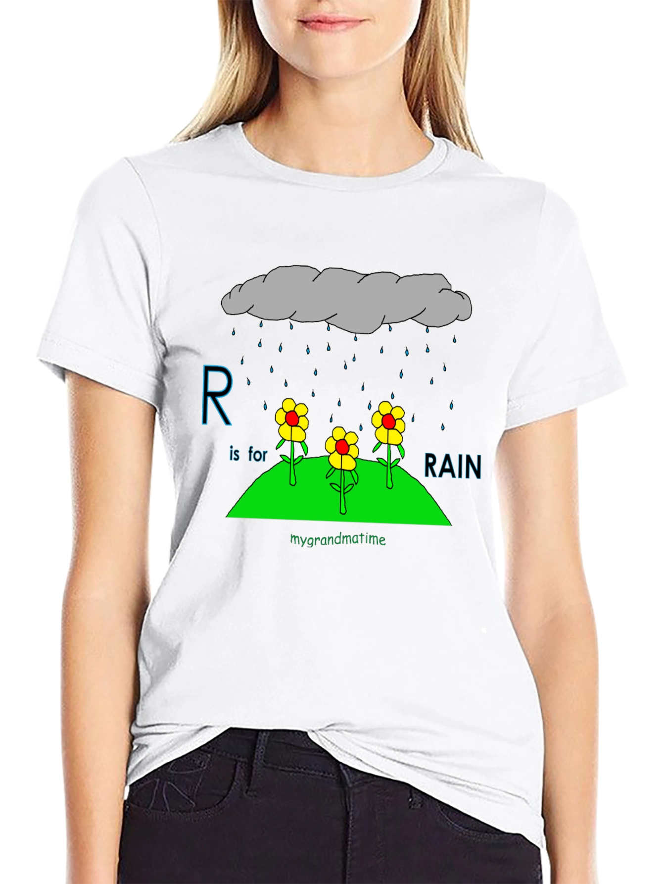 R is for Rain Black T-Shirt