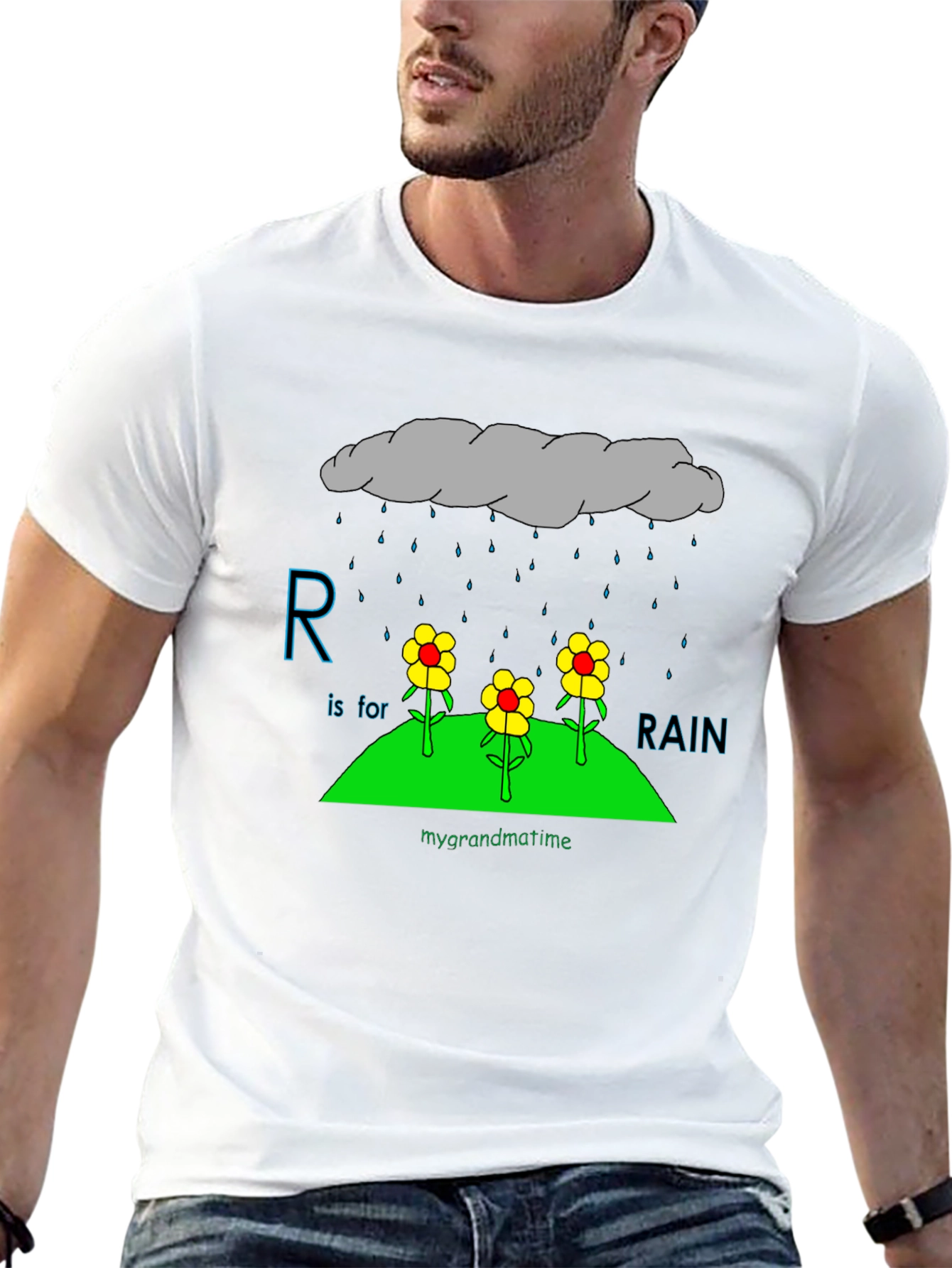 R is for Rain Black T-Shirt