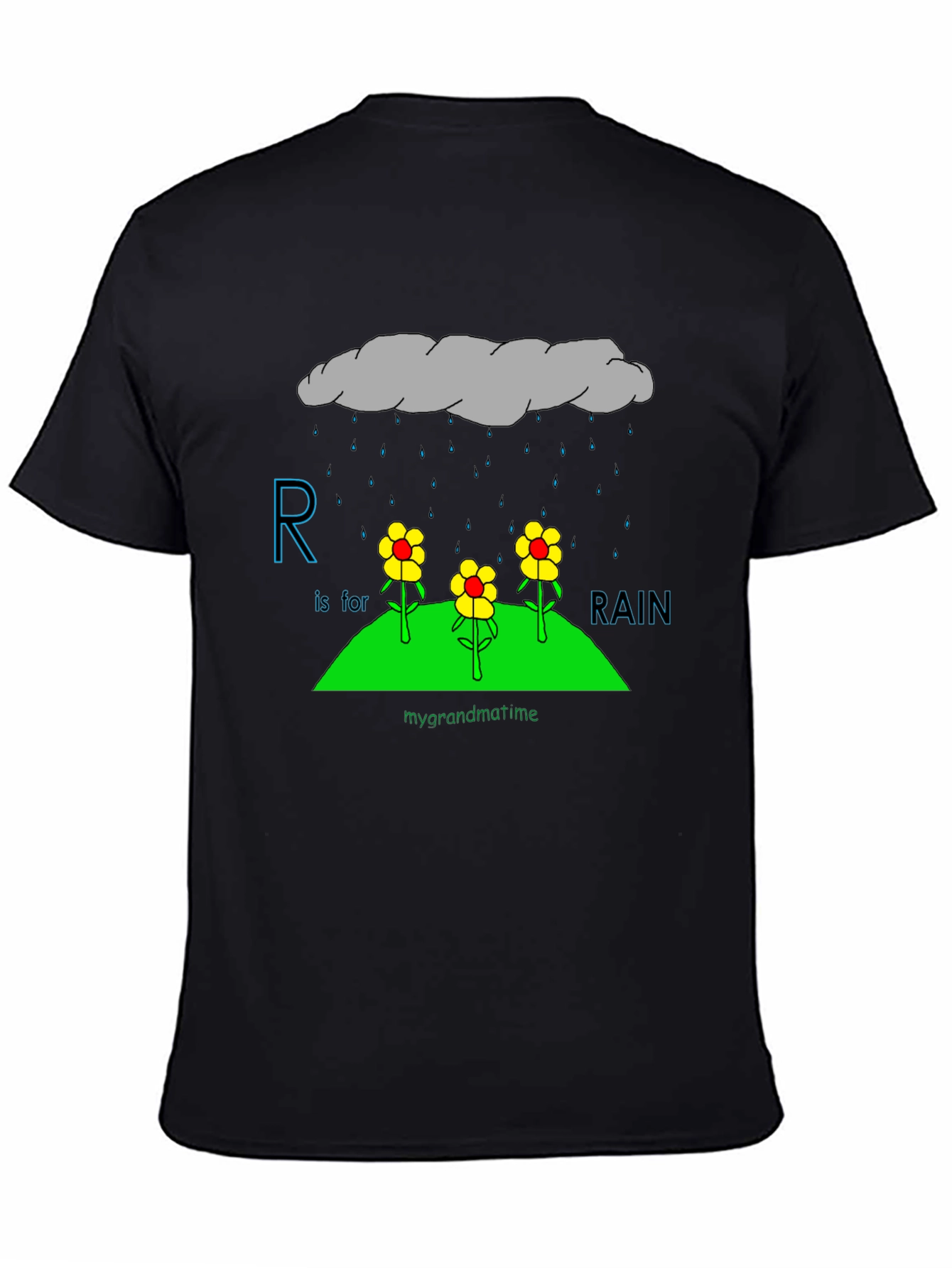 R is for Rain Black T-Shirt