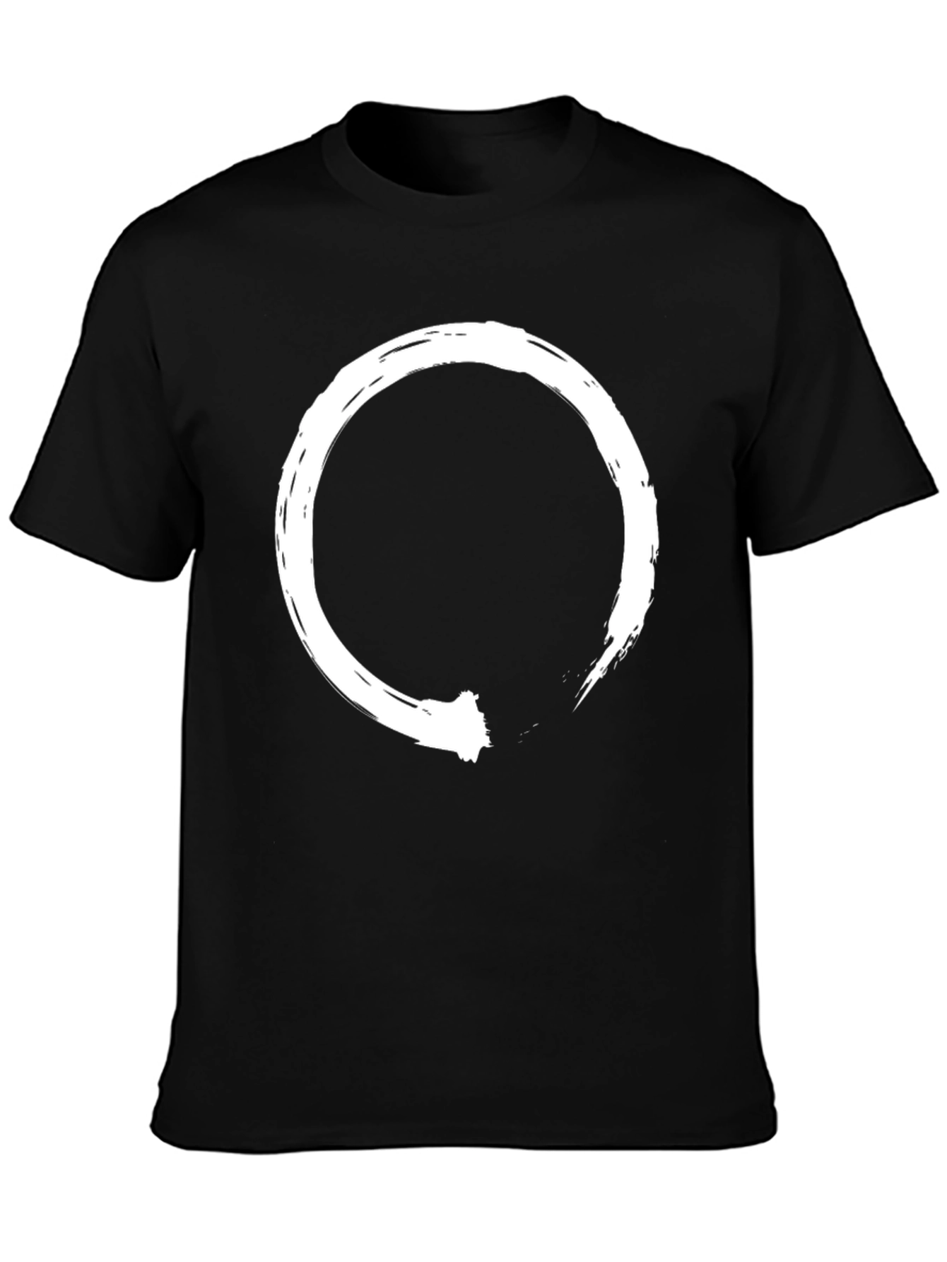 Black T-Shirt with White Enso Circle Design