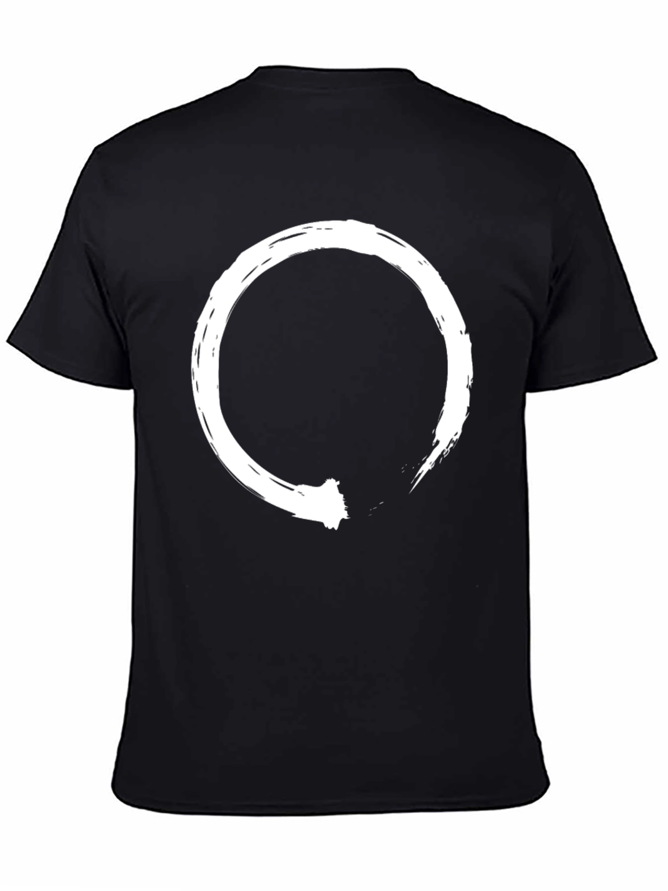 Black T-Shirt with White Enso Circle Design