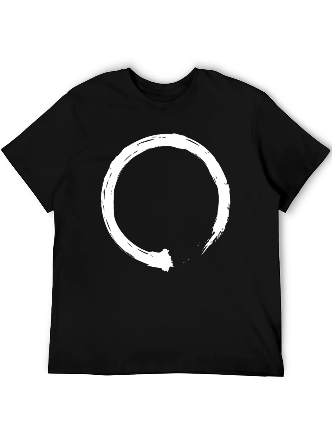 Black T-Shirt with White Enso Circle Design