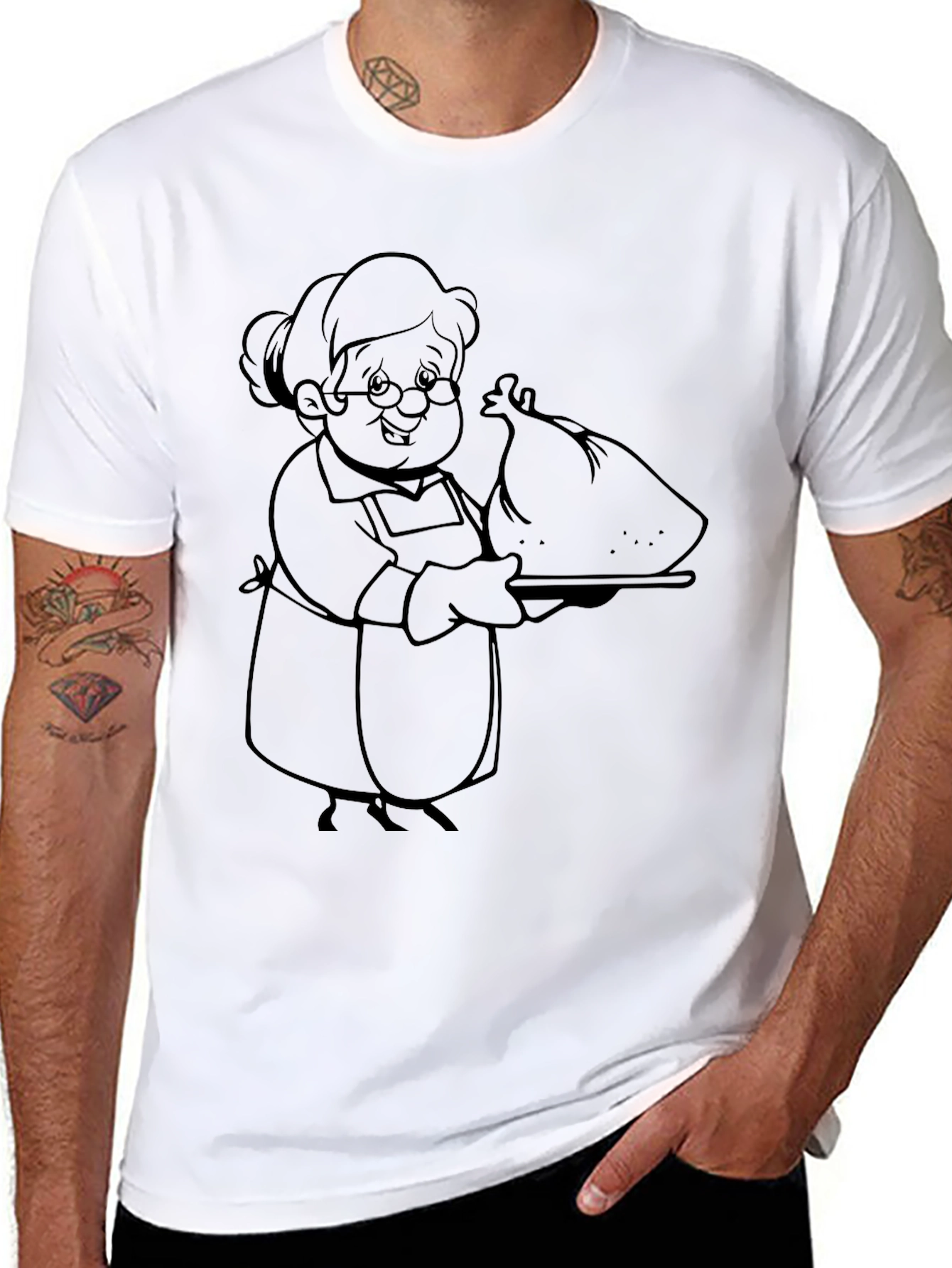 Grandma Serving Turkey Graphic T-Shirt