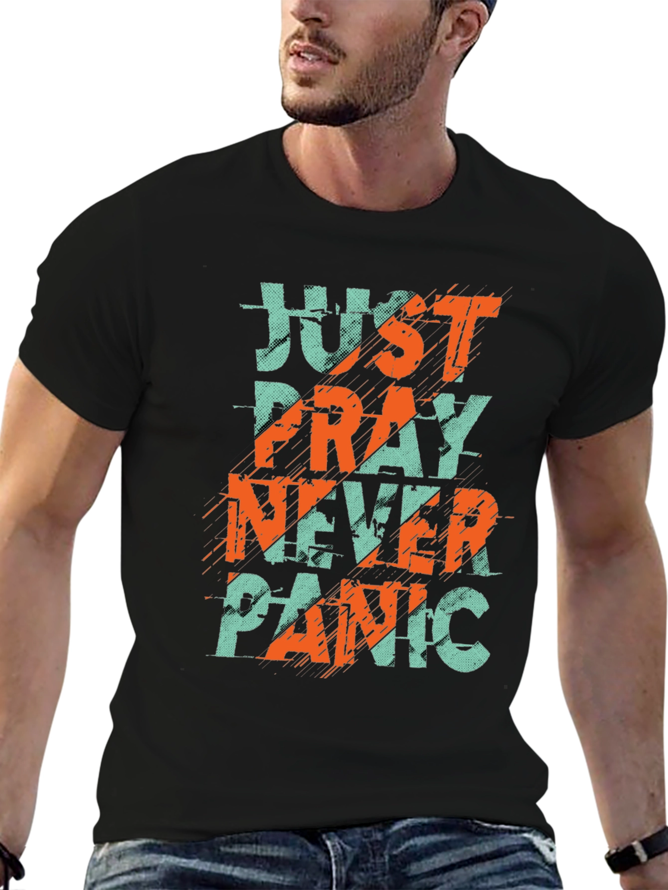 Just Pray Never Panic Graphic Tee