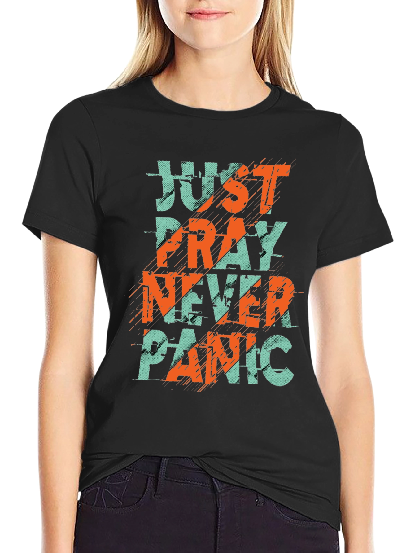 Just Pray Never Panic Graphic Tee