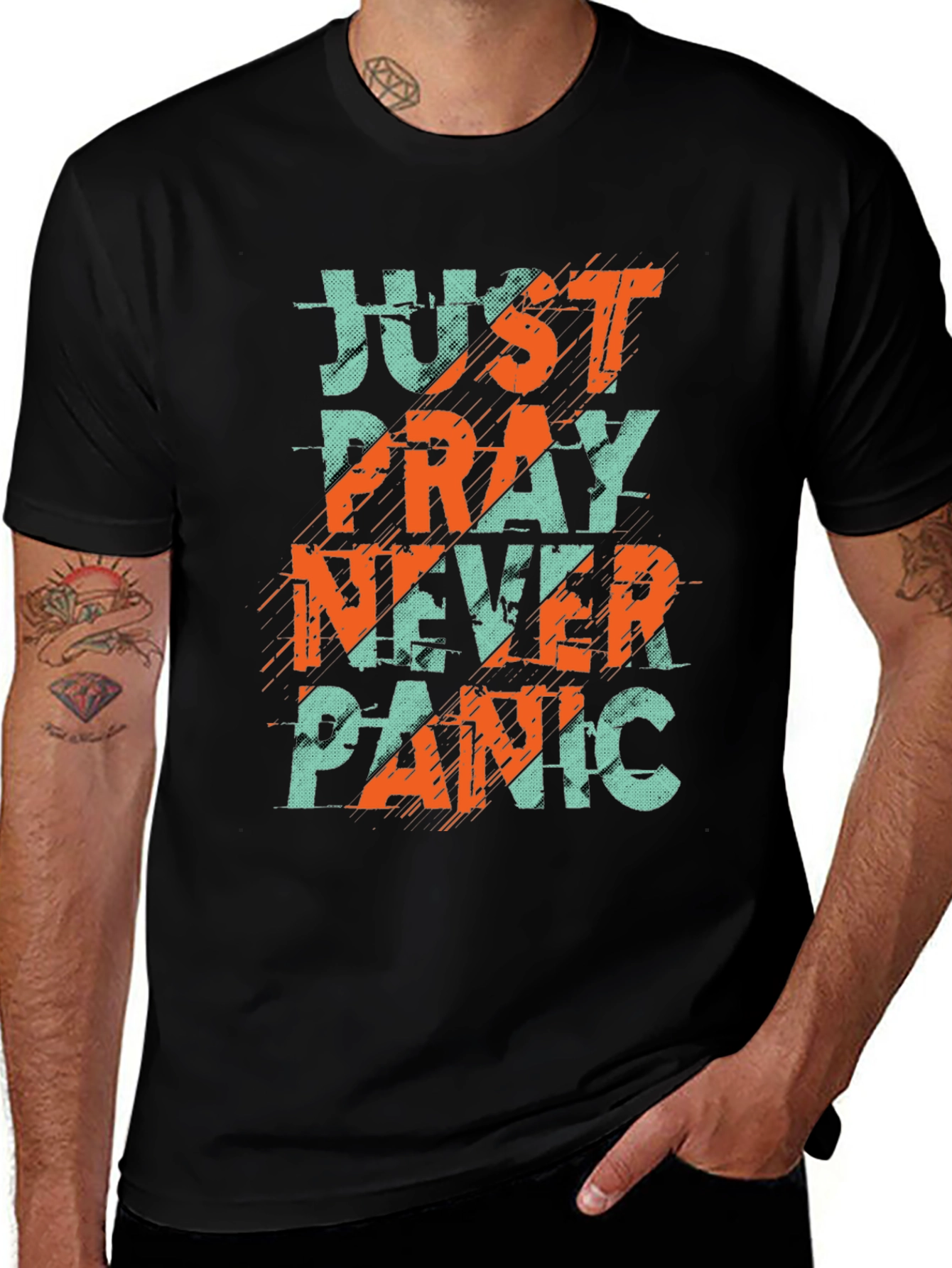 Just Pray Never Panic Graphic Tee