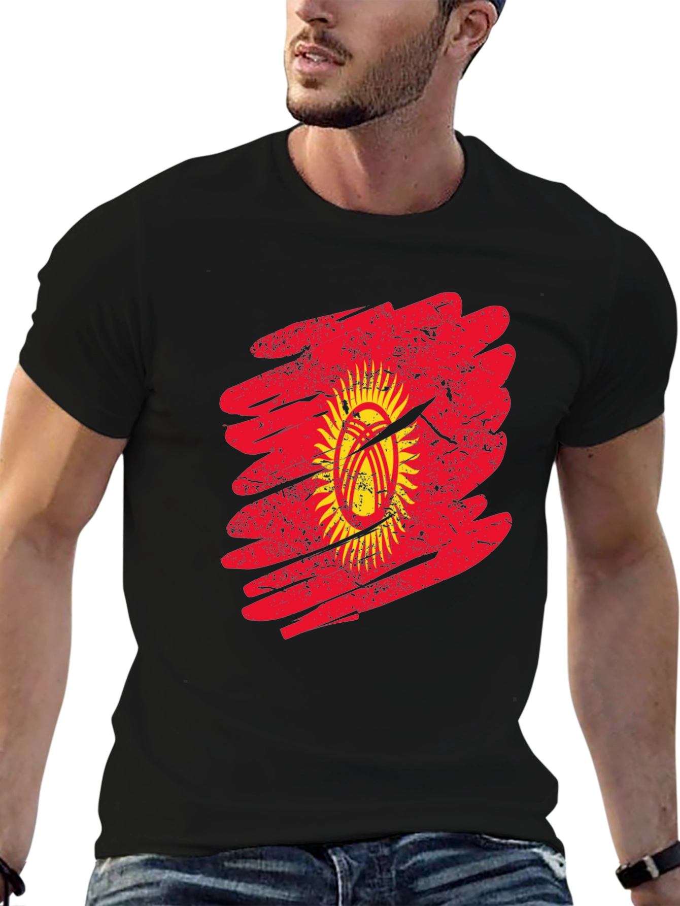 Kyrgyzstan Flag Grunge Graphic T-Shirt