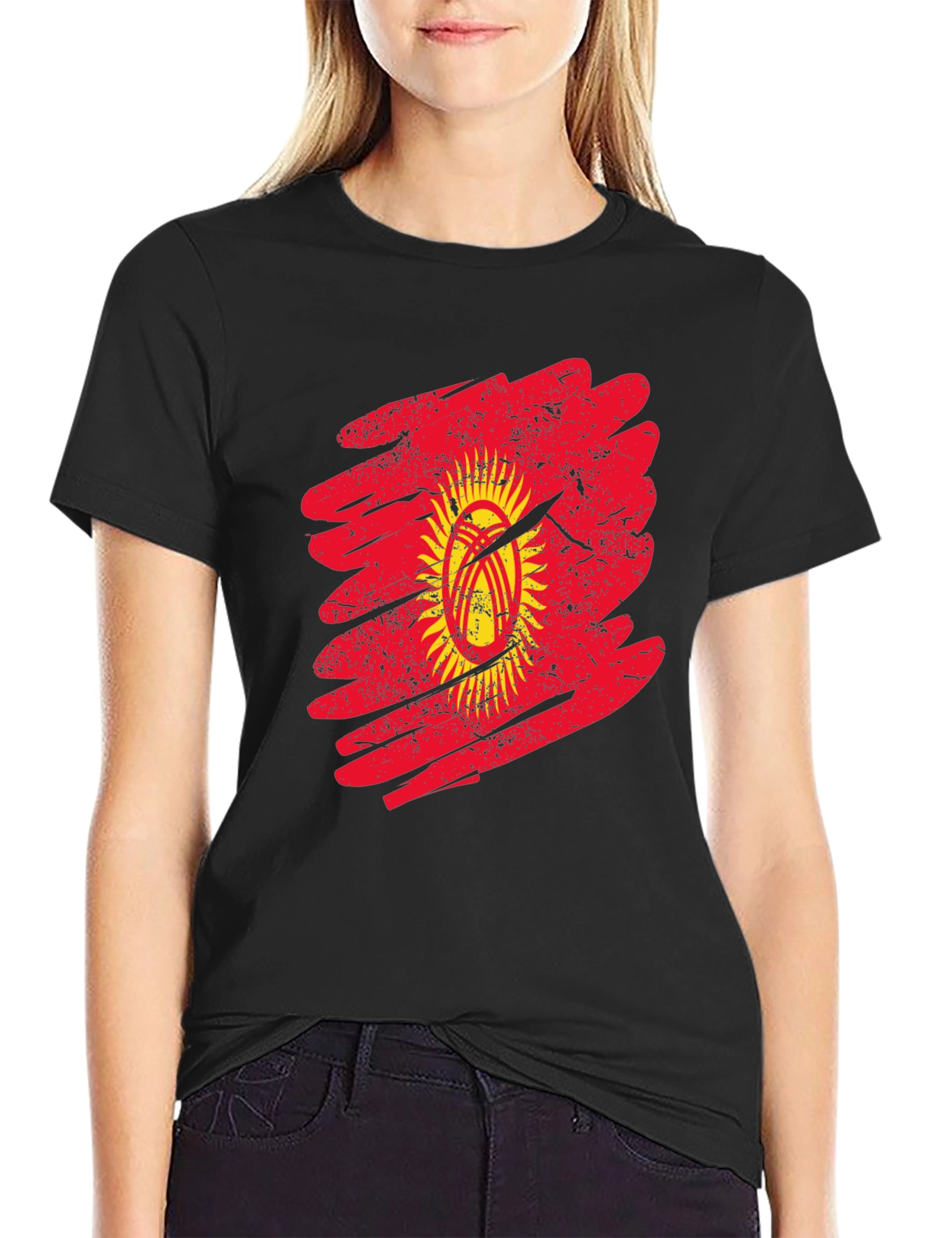 Kyrgyzstan Flag Grunge Graphic T-Shirt