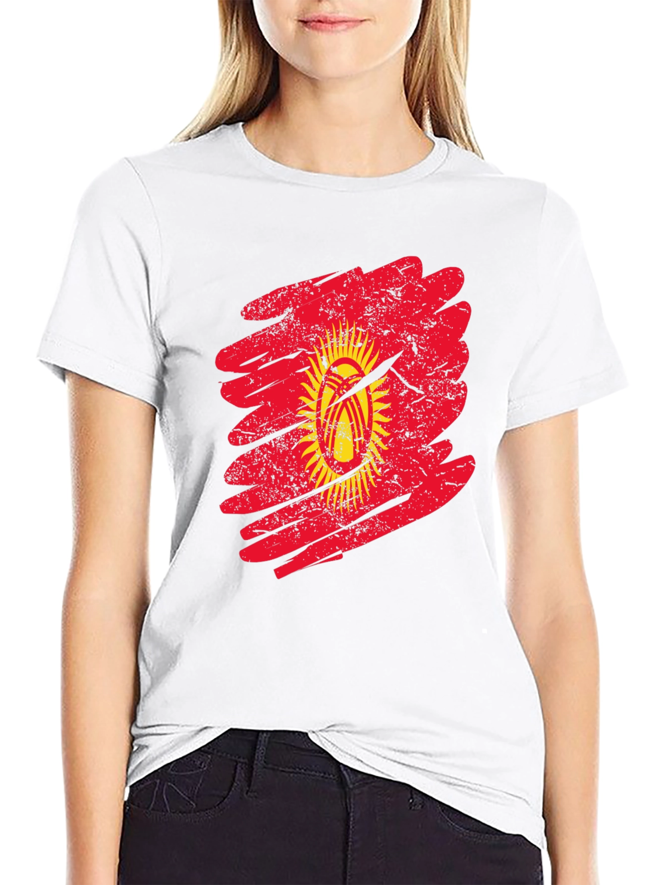 Kyrgyzstan Flag Grunge Graphic T-Shirt