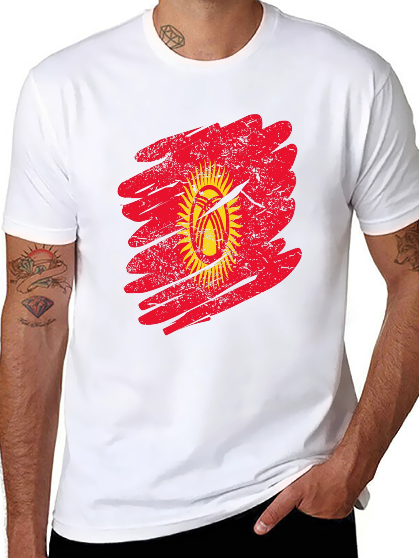 Kyrgyzstan Flag Grunge Graphic T-Shirt