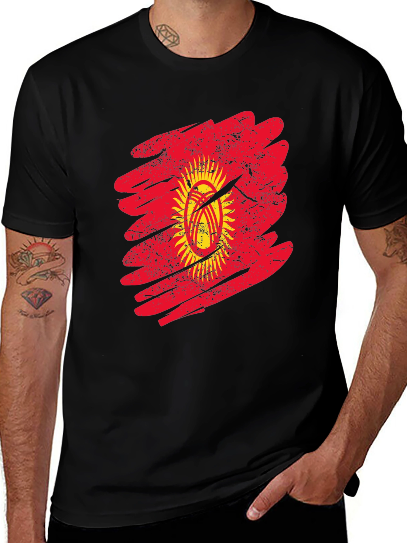 Kyrgyzstan Flag Grunge Graphic T-Shirt