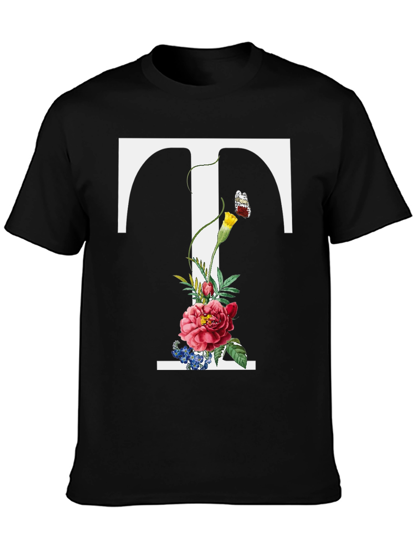 Floral Letter T Graphic T-Shirt
