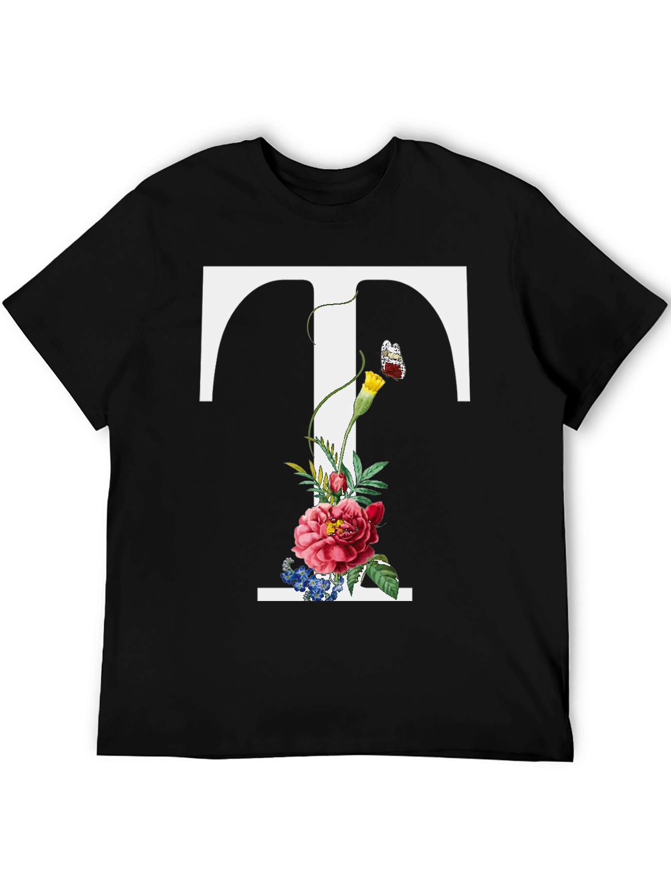 Floral Letter T Graphic T-Shirt