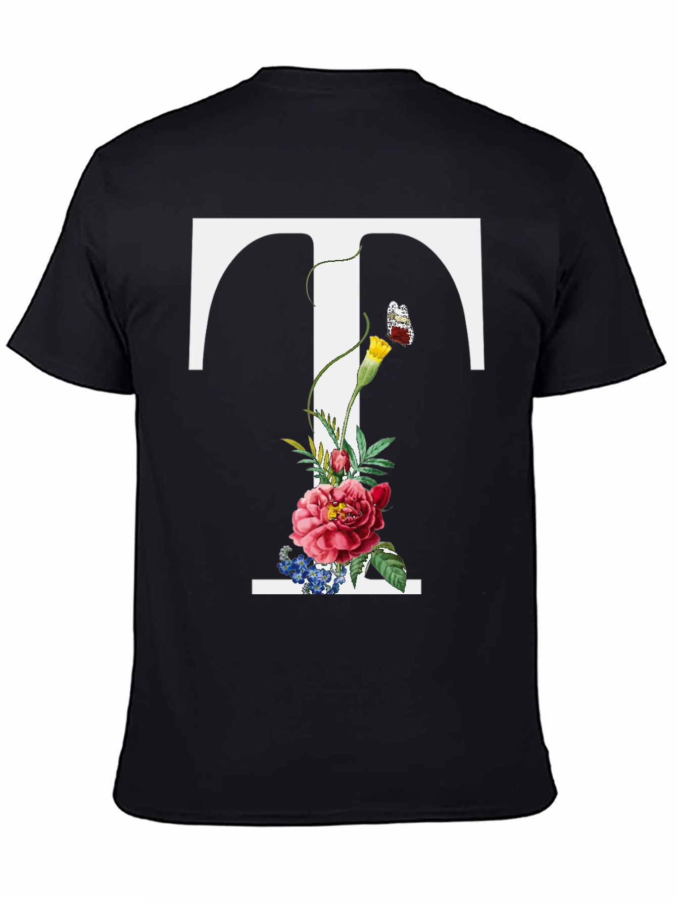 Floral Letter T Graphic T-Shirt