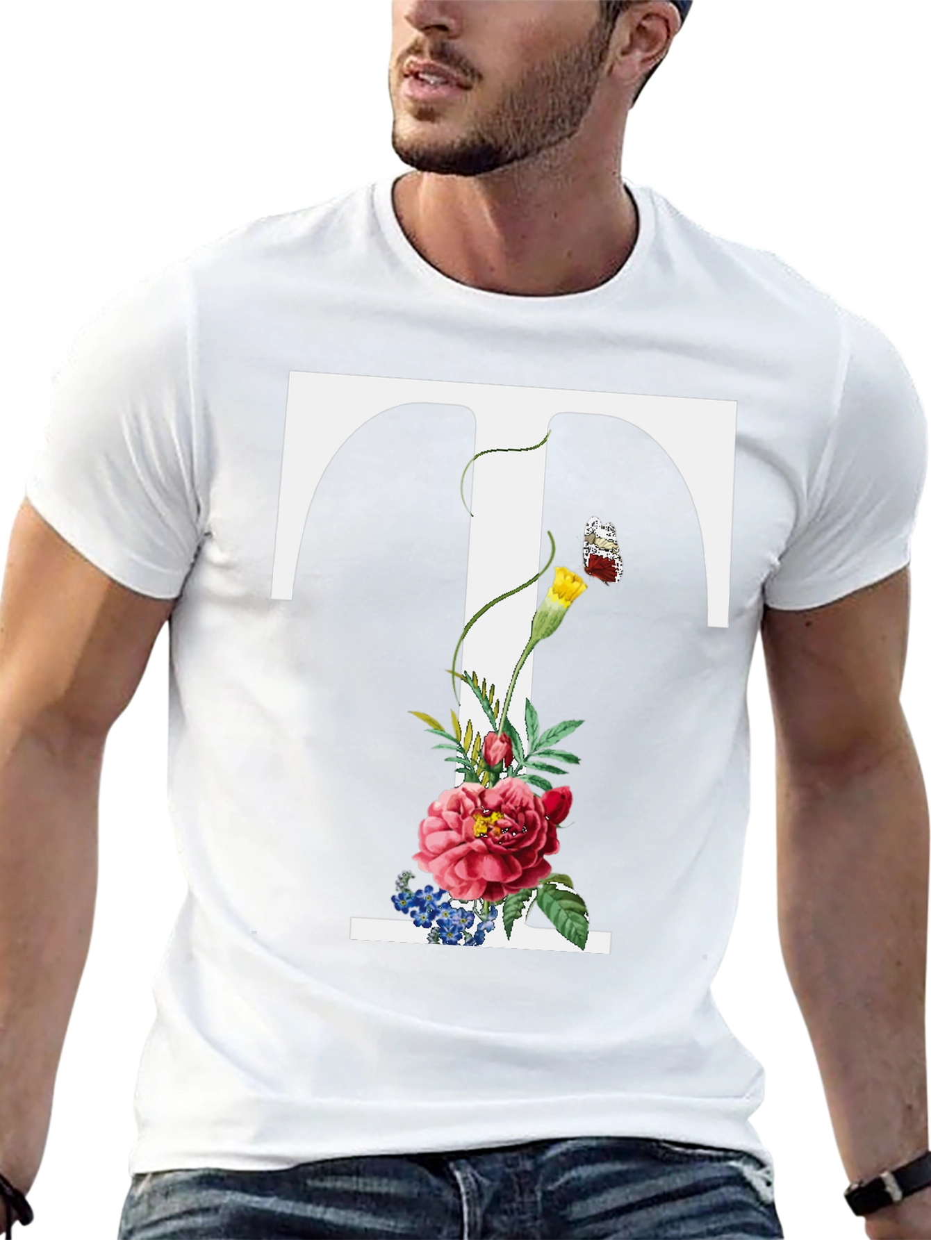 Floral Letter T Graphic T-Shirt