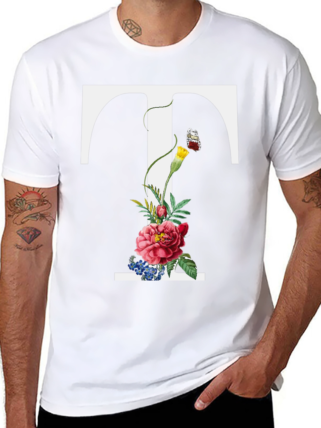 Floral Letter T Graphic T-Shirt