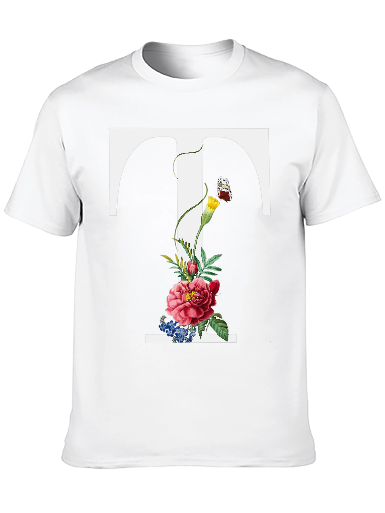 Floral Letter T Graphic T-Shirt