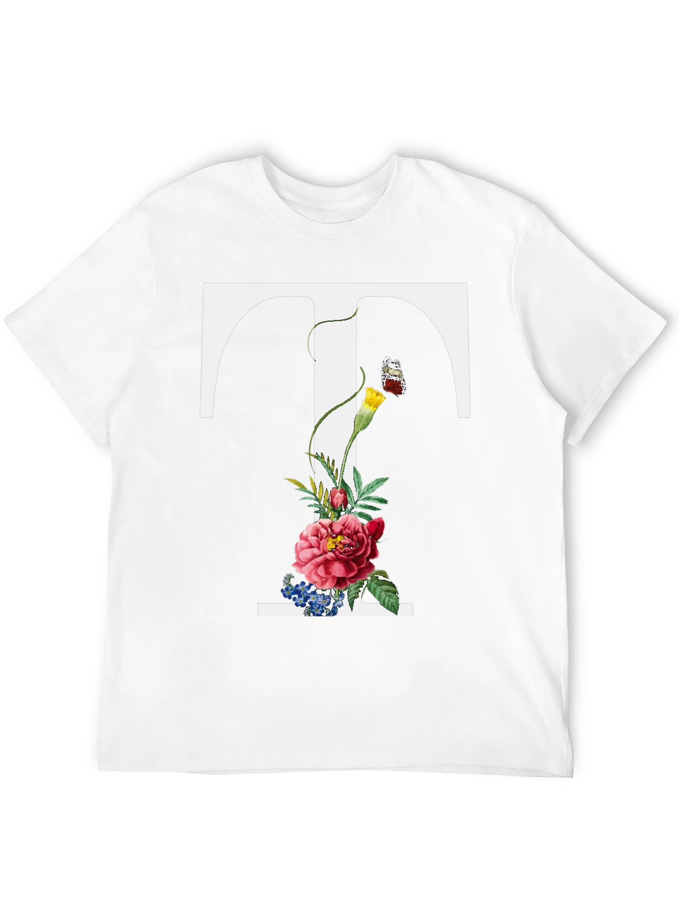 Floral Letter T Graphic T-Shirt