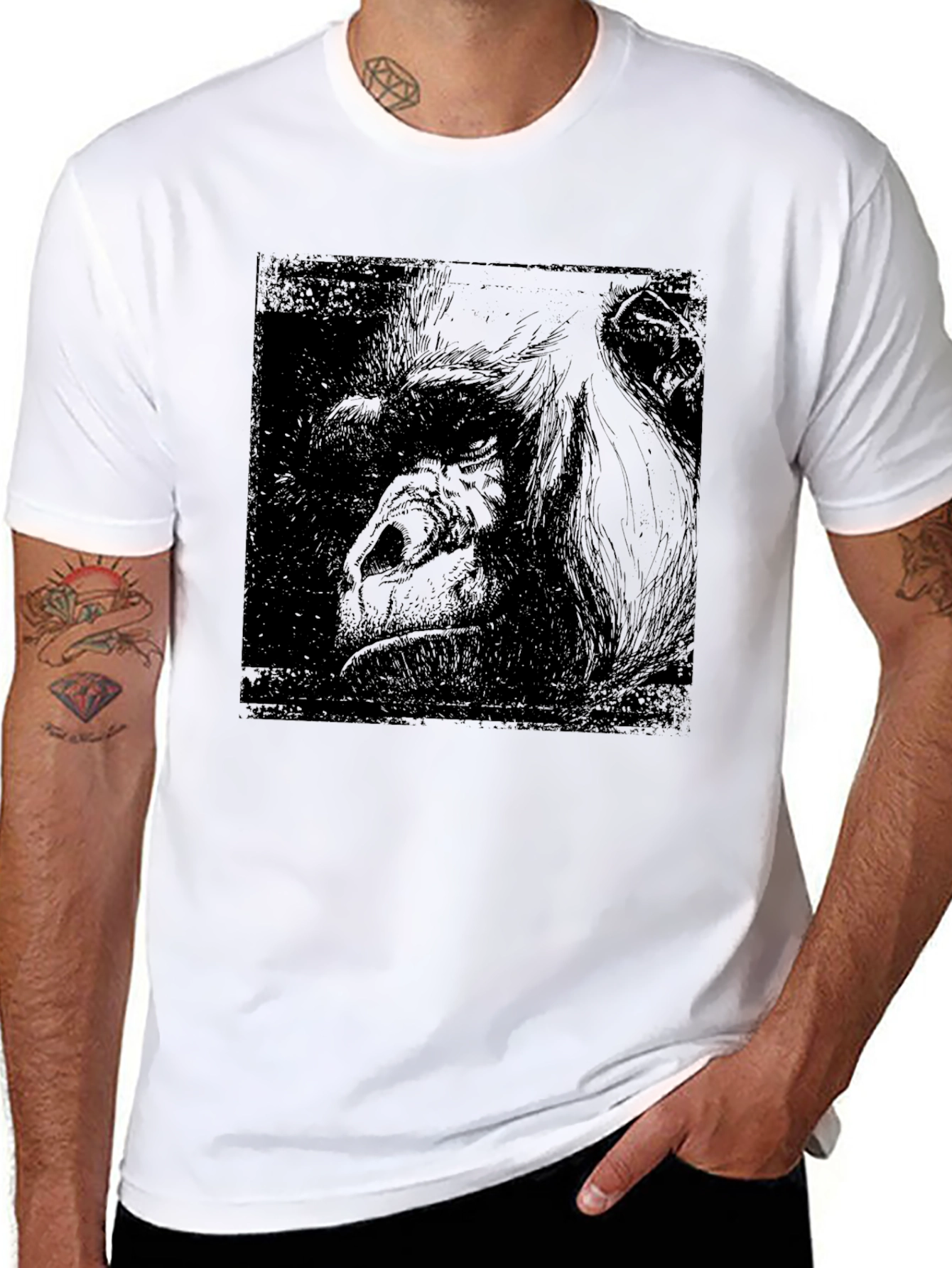 Orangutan Graphic Print Black T-Shirt