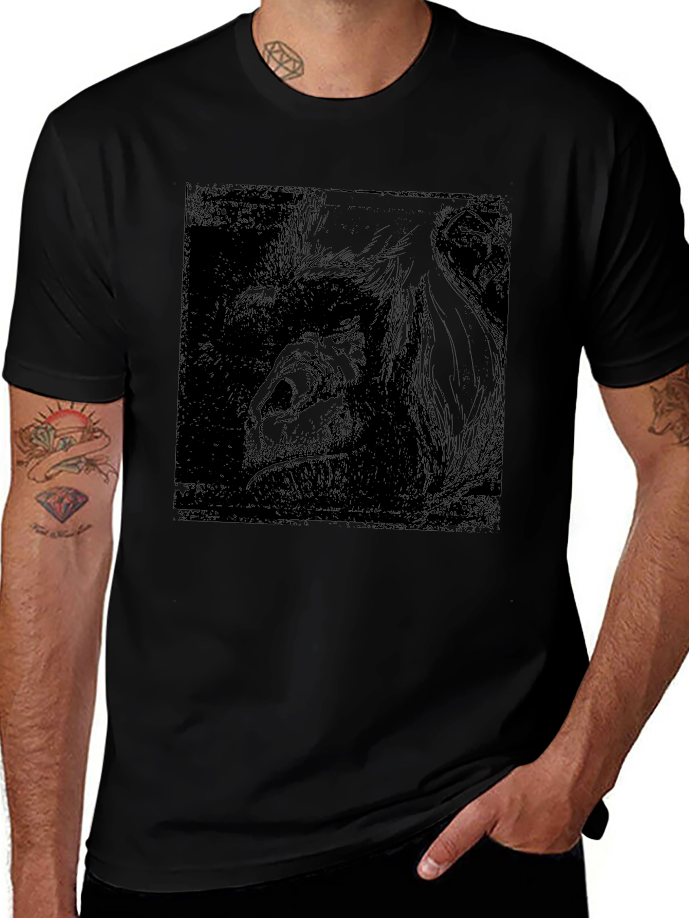 Orangutan Graphic Print Black T-Shirt