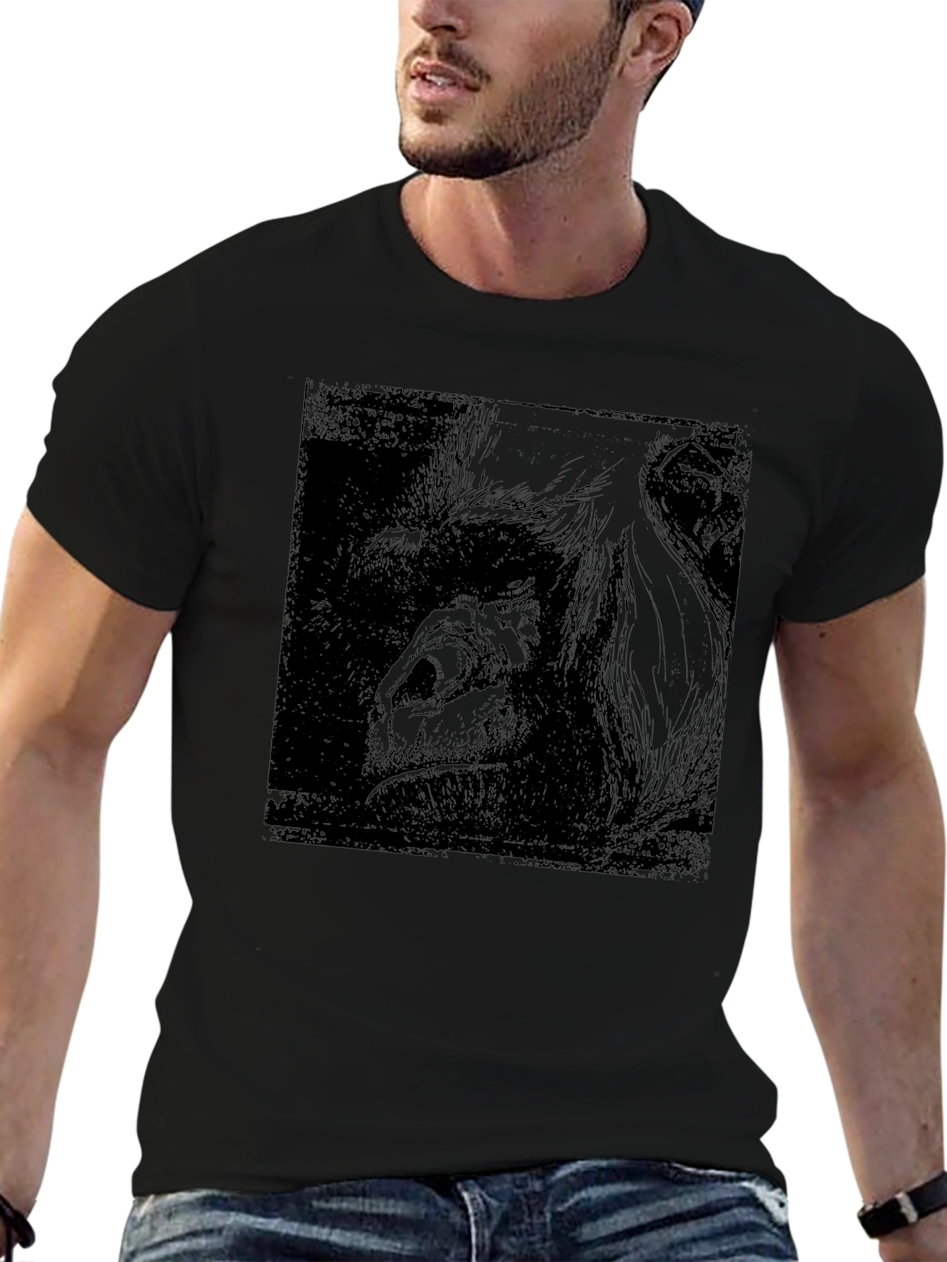 Orangutan Graphic Print Black T-Shirt