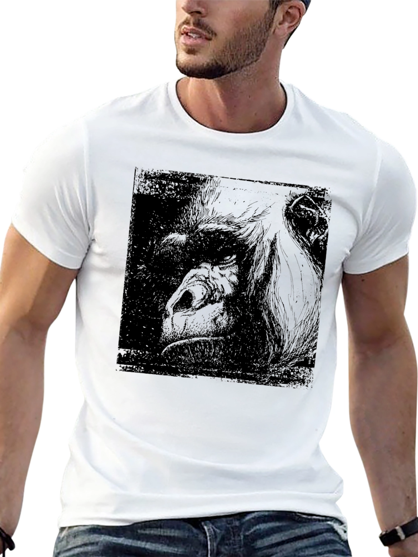 Orangutan Graphic Print Black T-Shirt