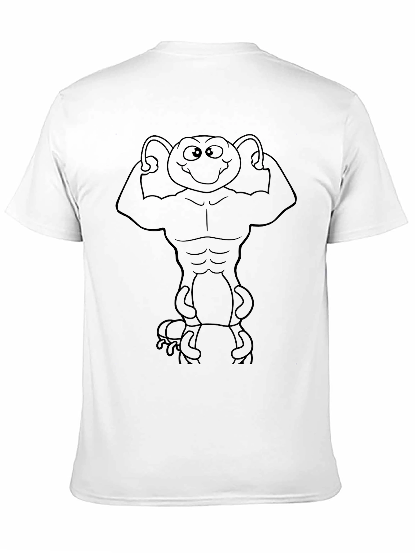 Muscular Alien Graphic T-Shirt - Black Cotton Blend