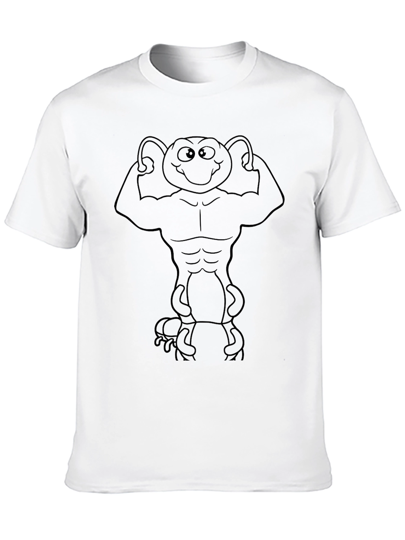 Muscular Alien Graphic T-Shirt - Black Cotton Blend