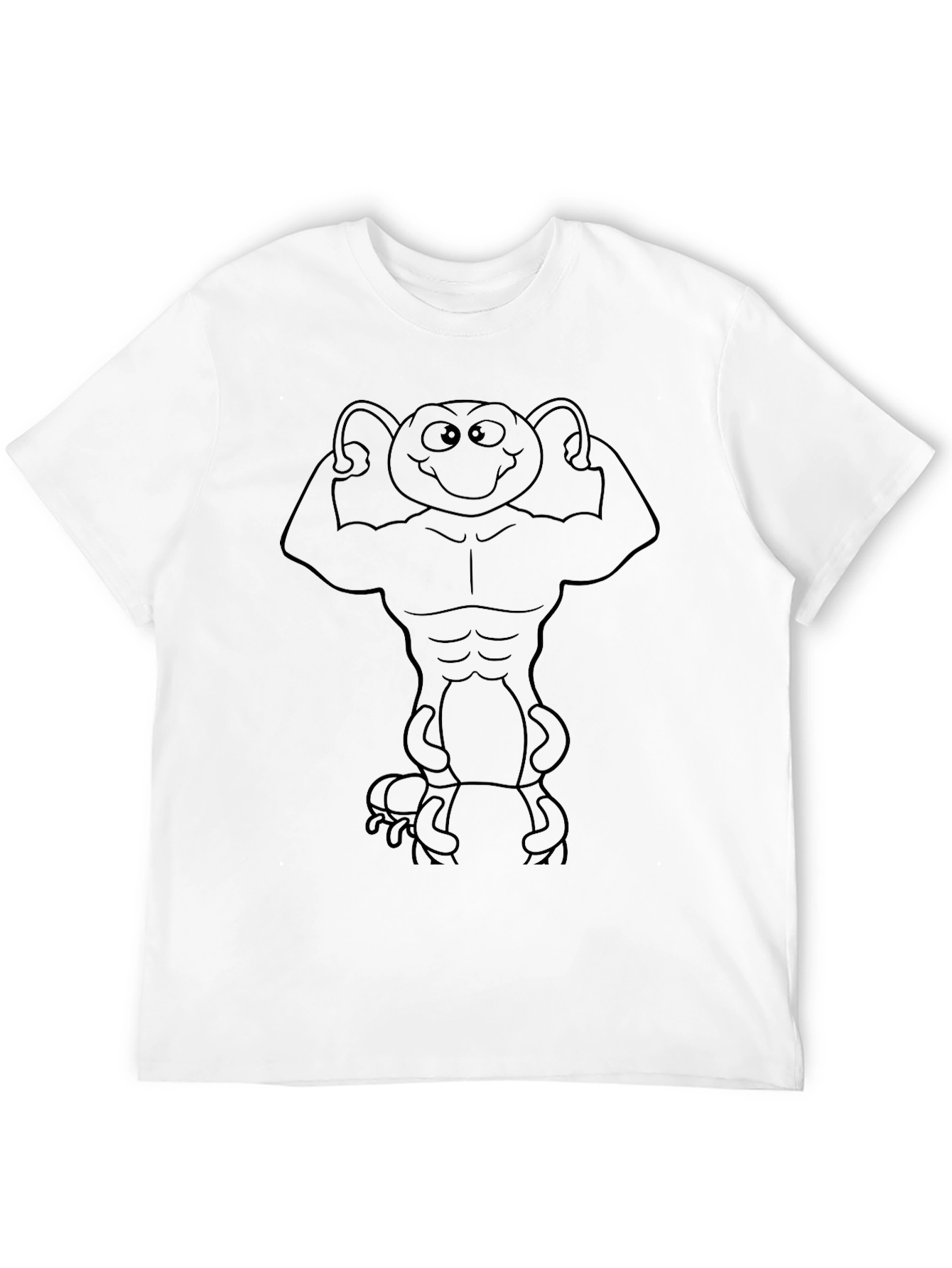 Muscular Alien Graphic T-Shirt - Black Cotton Blend