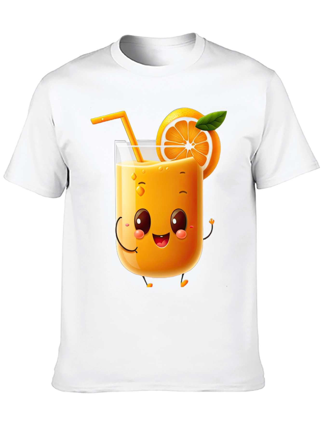 Fun Orange Juice Cartoon Black T-Shirt