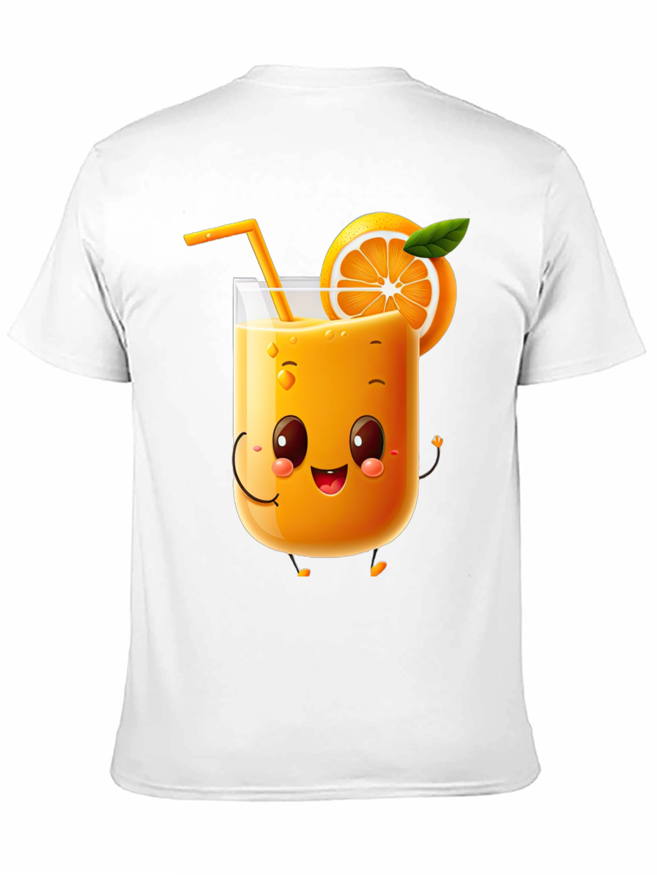 Fun Orange Juice Cartoon Black T-Shirt